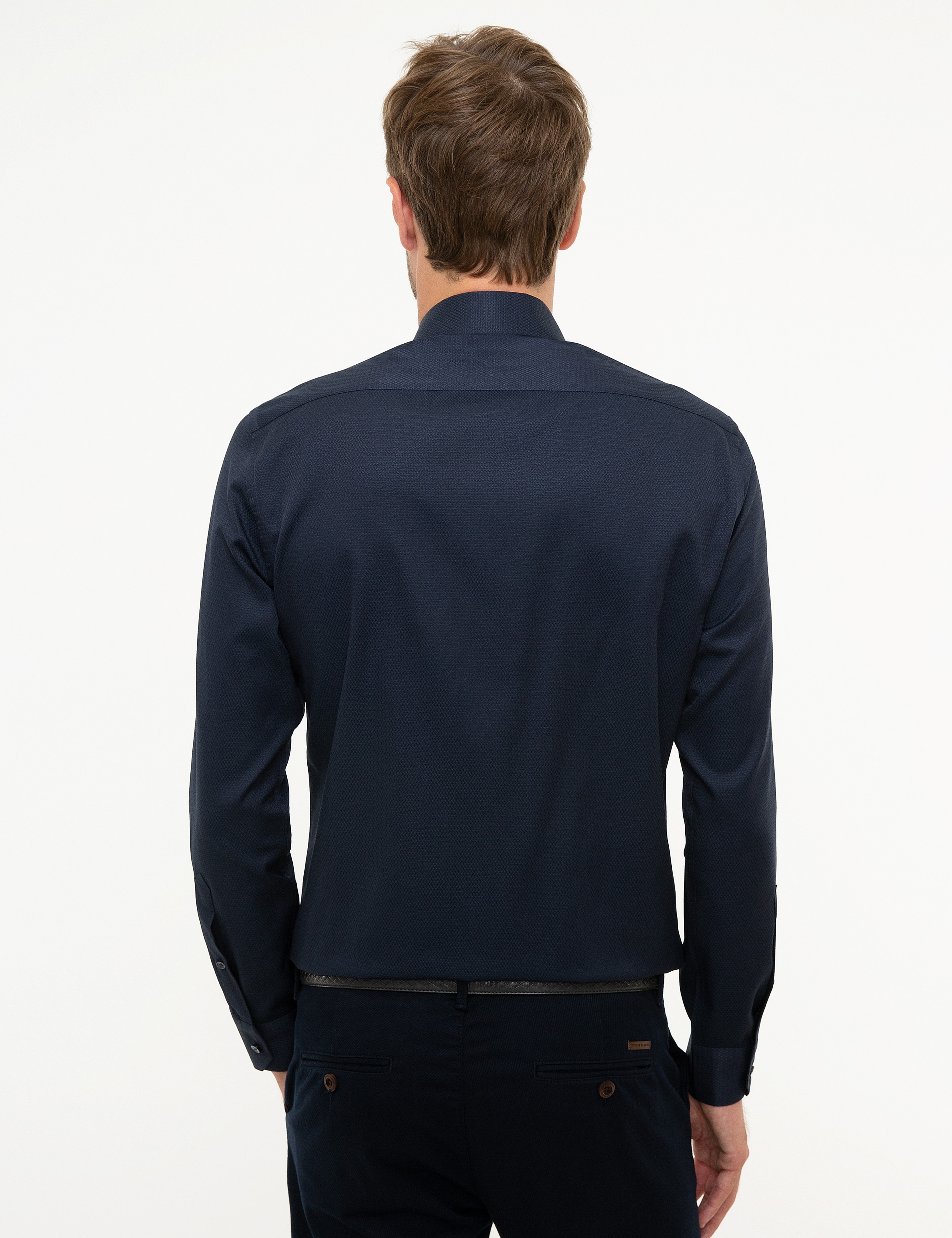 Lacivert Slim Fit Uzun Kollu Gömlek - Image 3