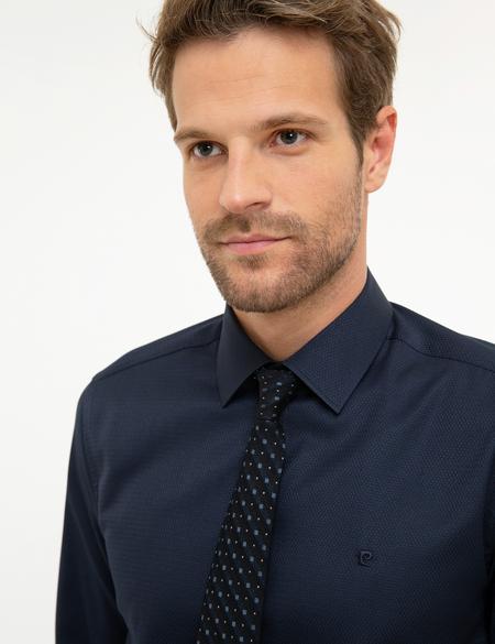 Lacivert Slim Fit Armürlü Gömlek - 50209666014