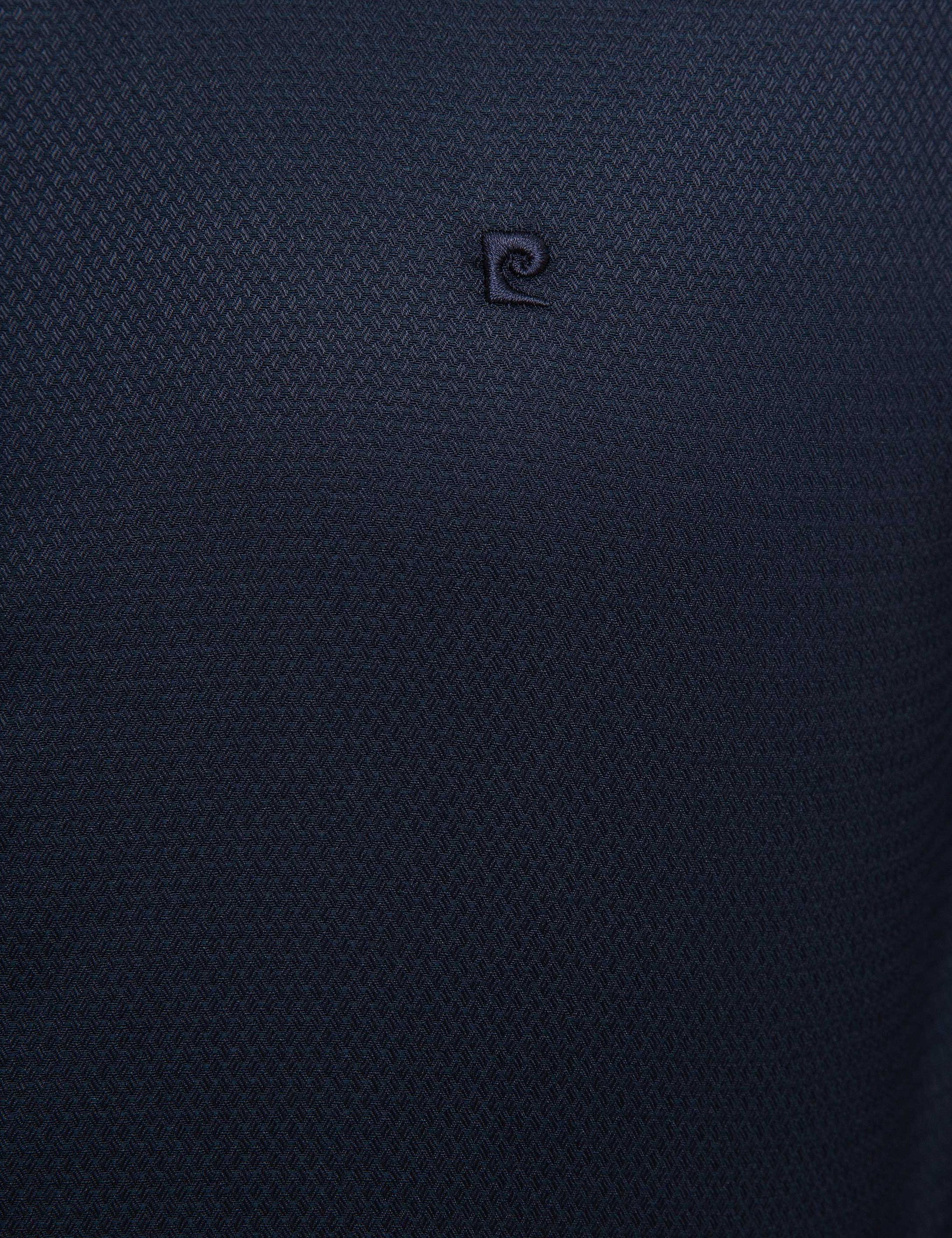 Lacivert Slim Fit Armürlü Gömlek