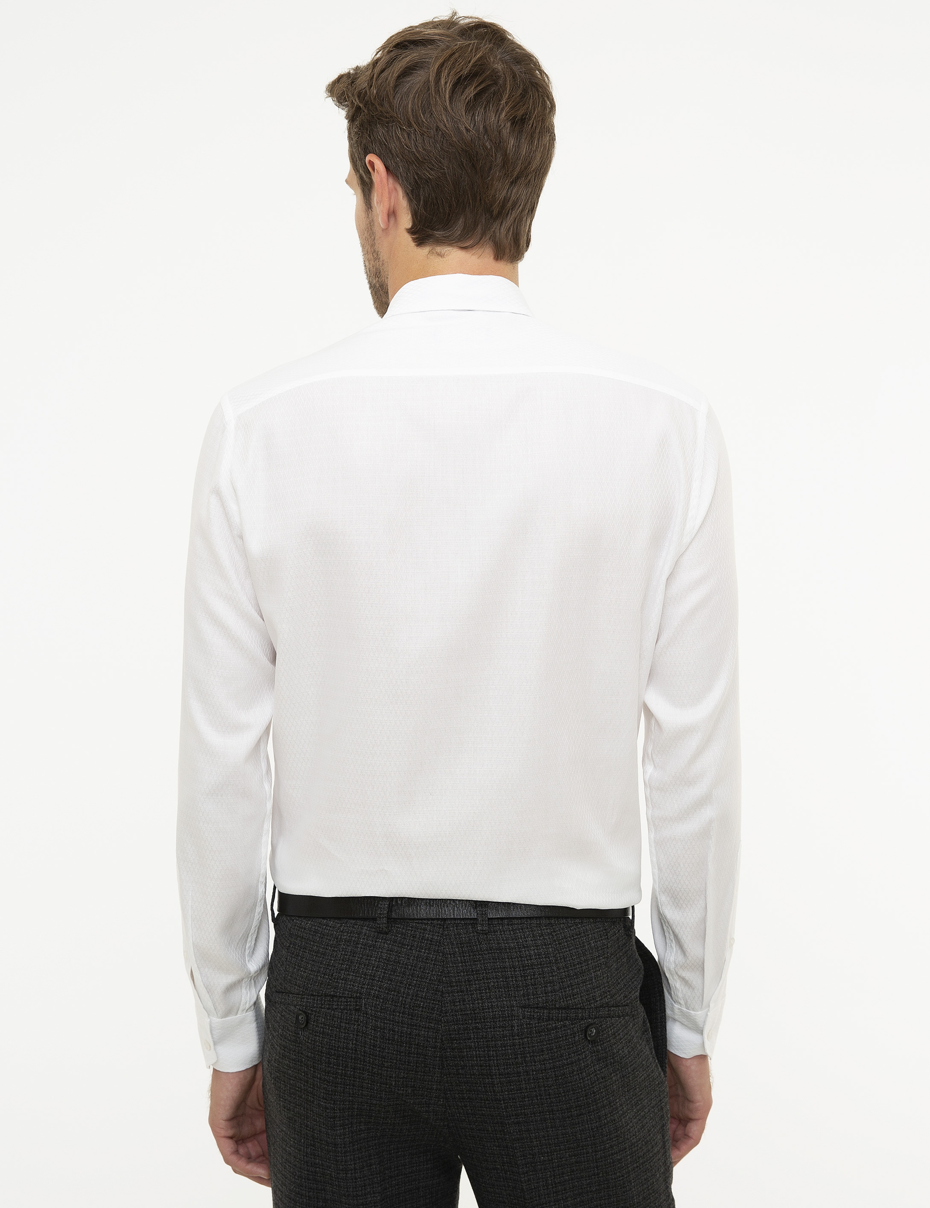 Beyaz Slim Fit Uzun Kollu Gömlek - Image 3