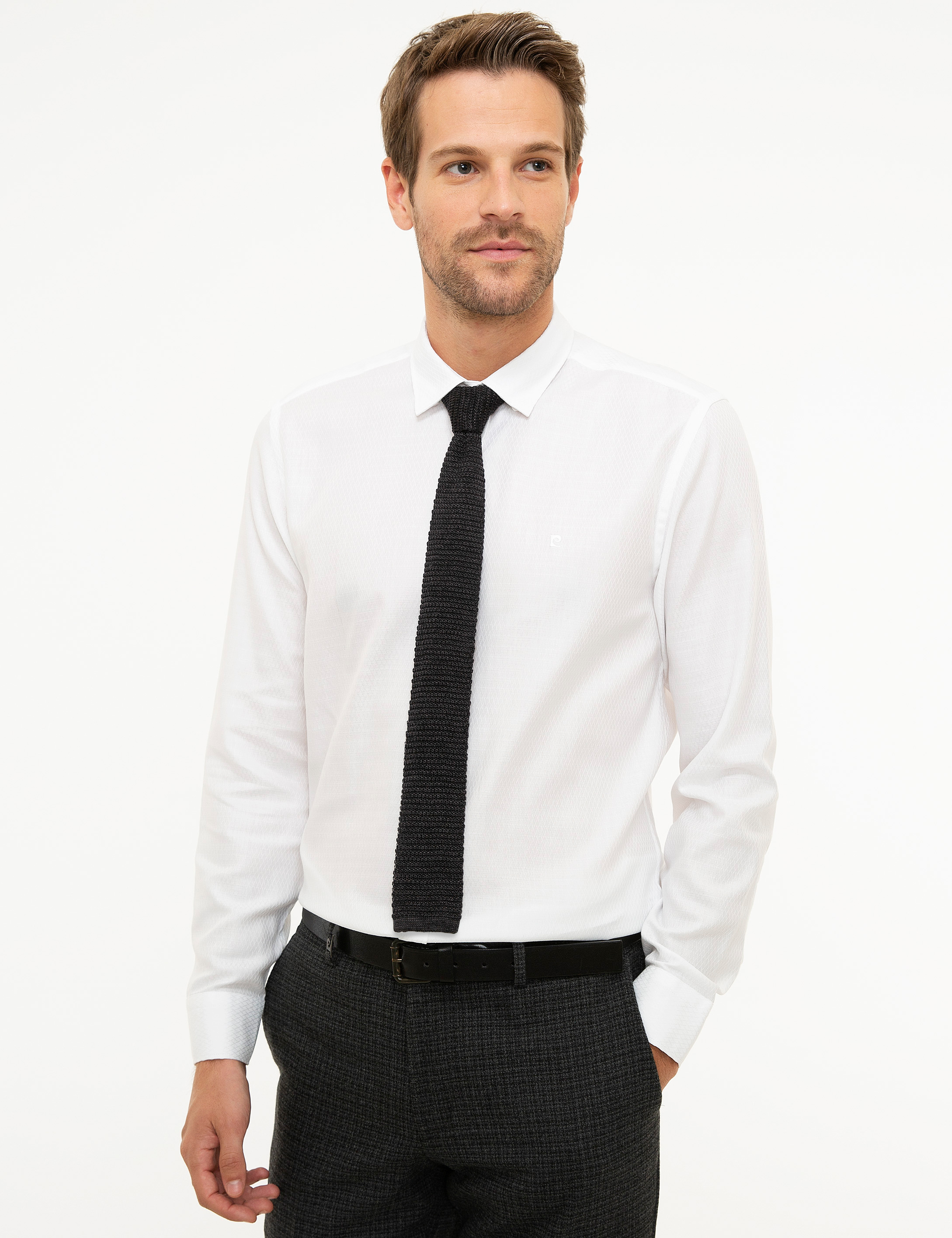 Beyaz Slim Fit Uzun Kollu Gömlek - Image 2