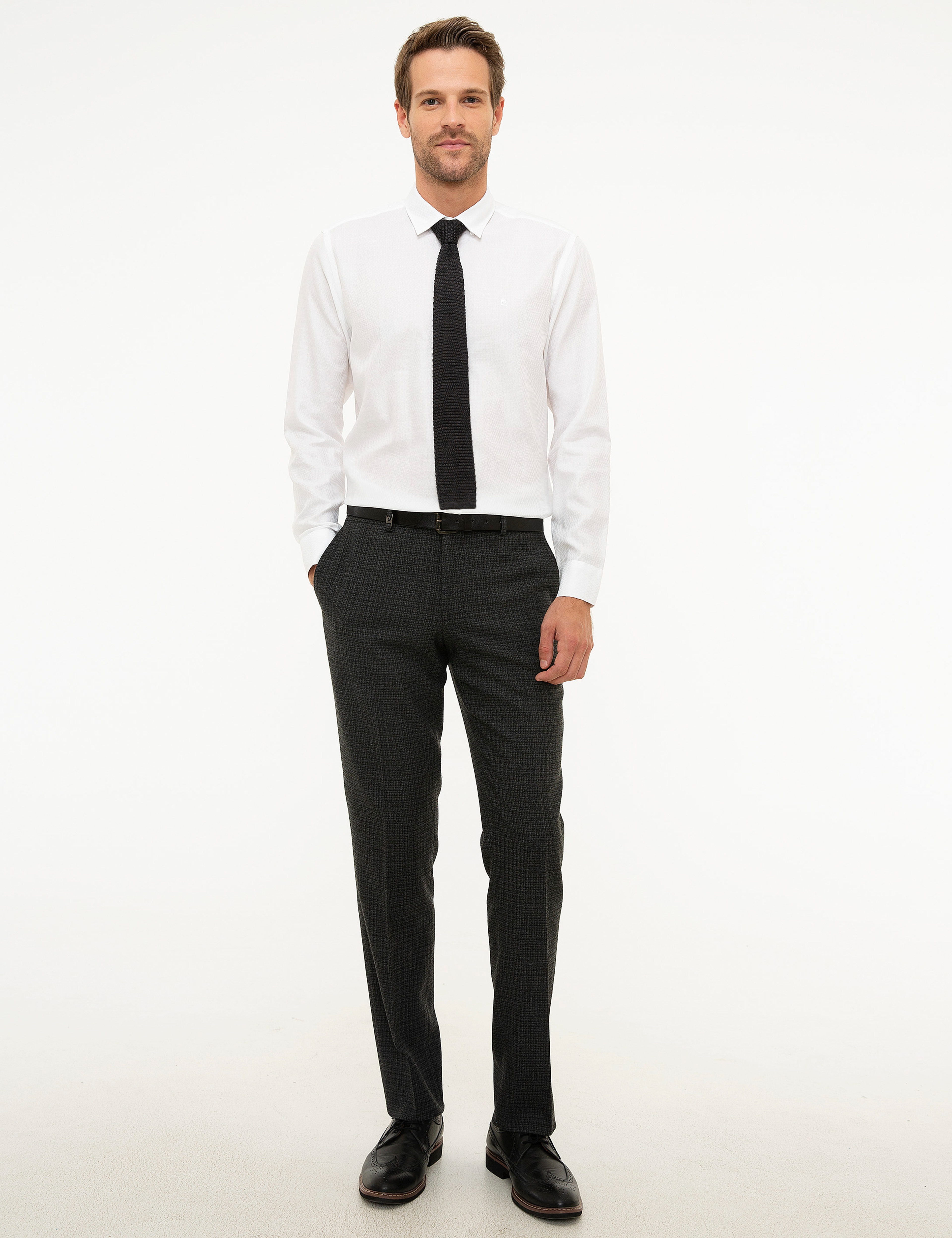 Beyaz Slim Fit Uzun Kollu Gömlek - Image 4