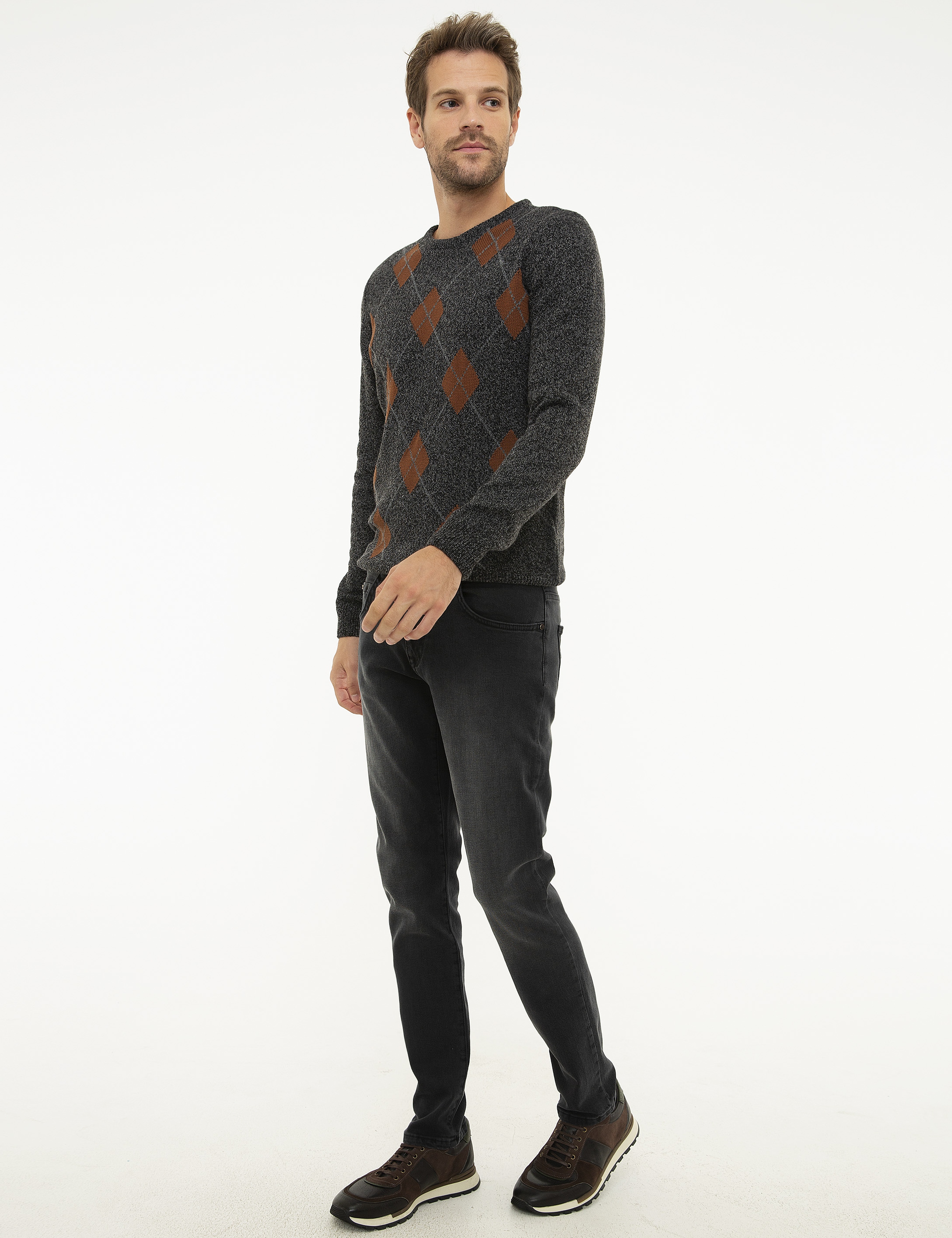 Antrasit Slim Fit Denim Pantolon