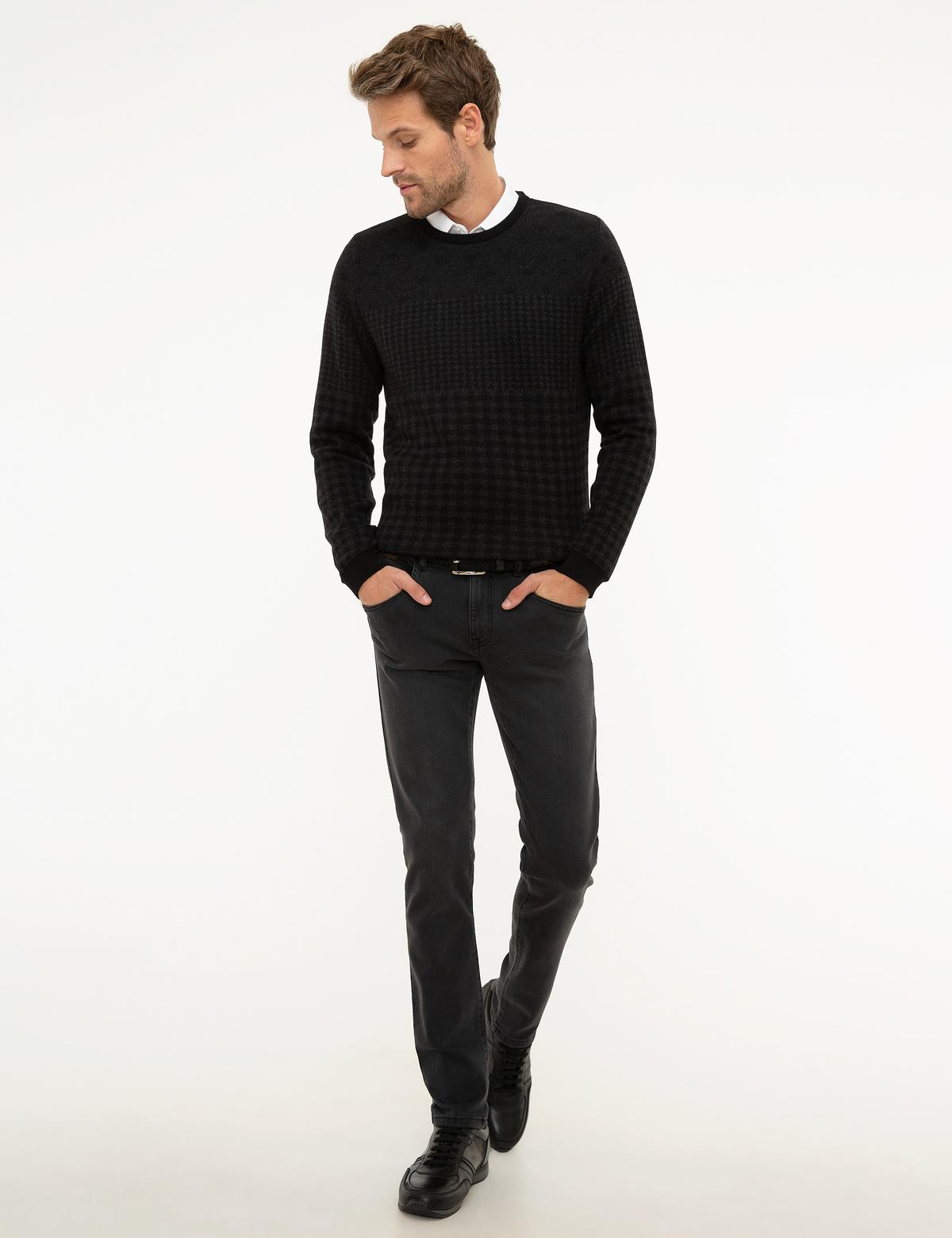 Antrasit Real Slim Fit Denim Pantolon