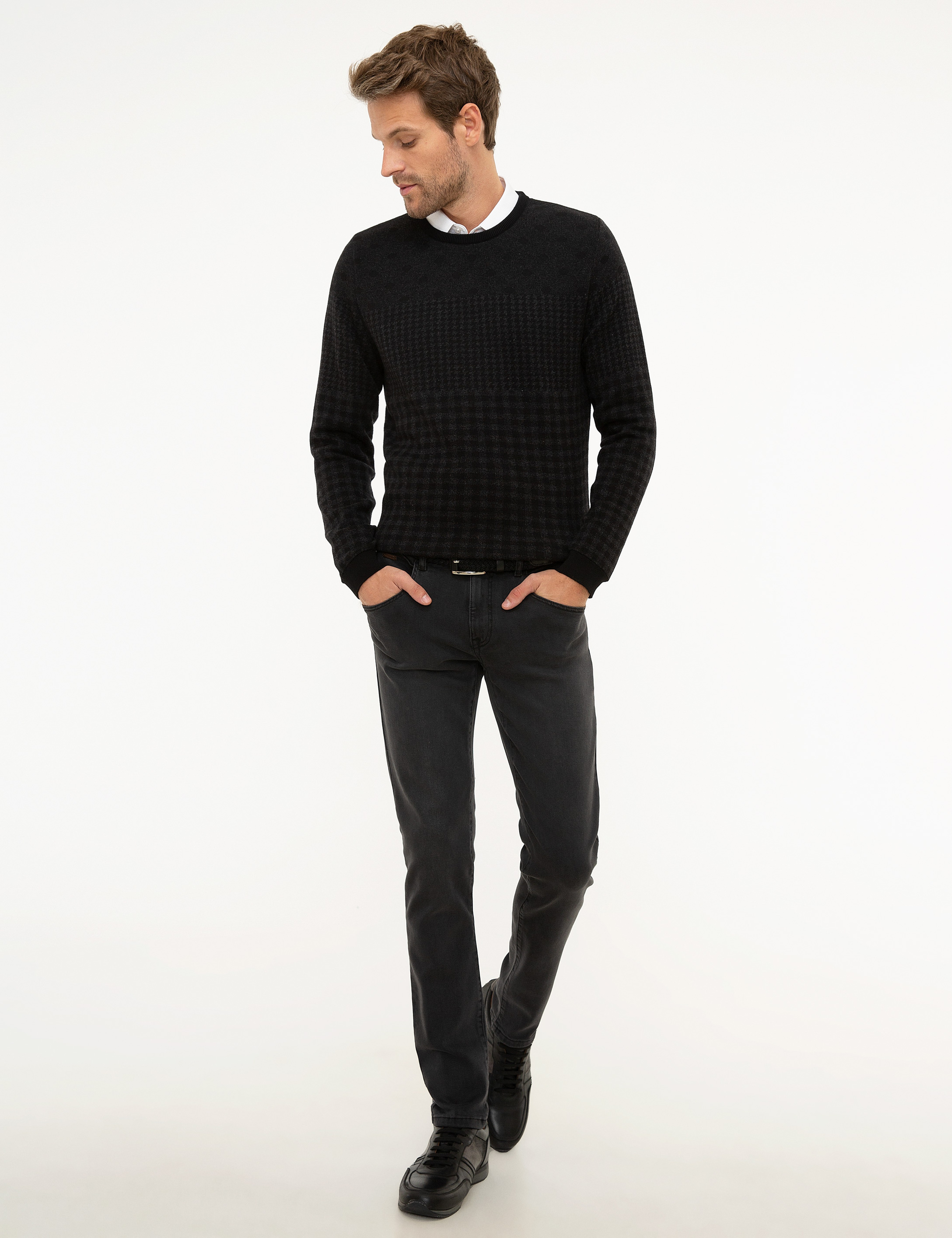 Antrasit Real Slim Fit Denim Pantolon - Image 1