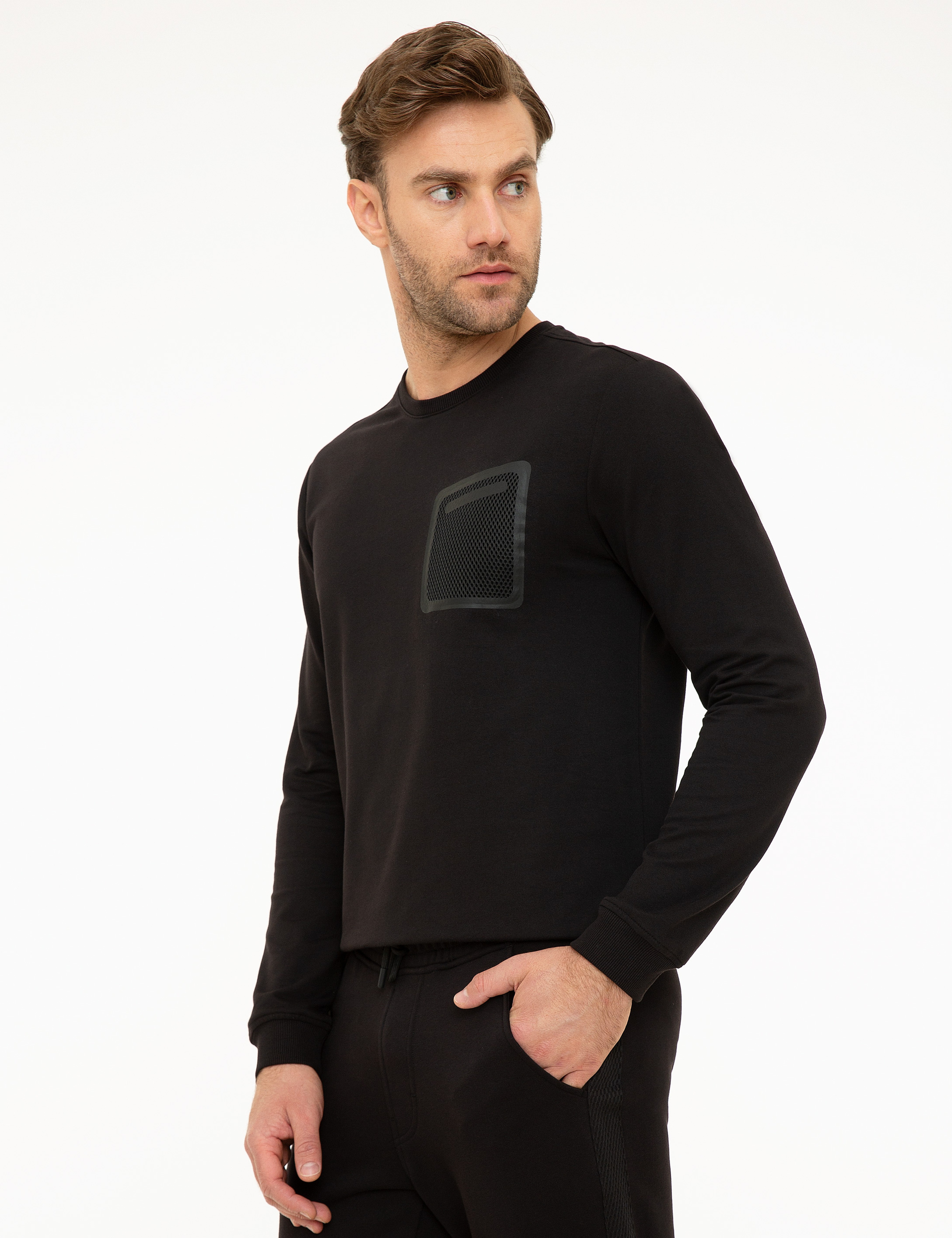 Siyah Slim Fit Sweatshirt - Image 3
