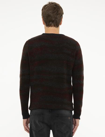 Bordo Slim Fit Bisiklet Yaka Triko Kazak - 50211593006