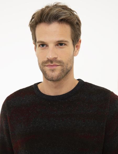 Bordo Slim Fit Bisiklet Yaka Triko Kazak - 50211593006