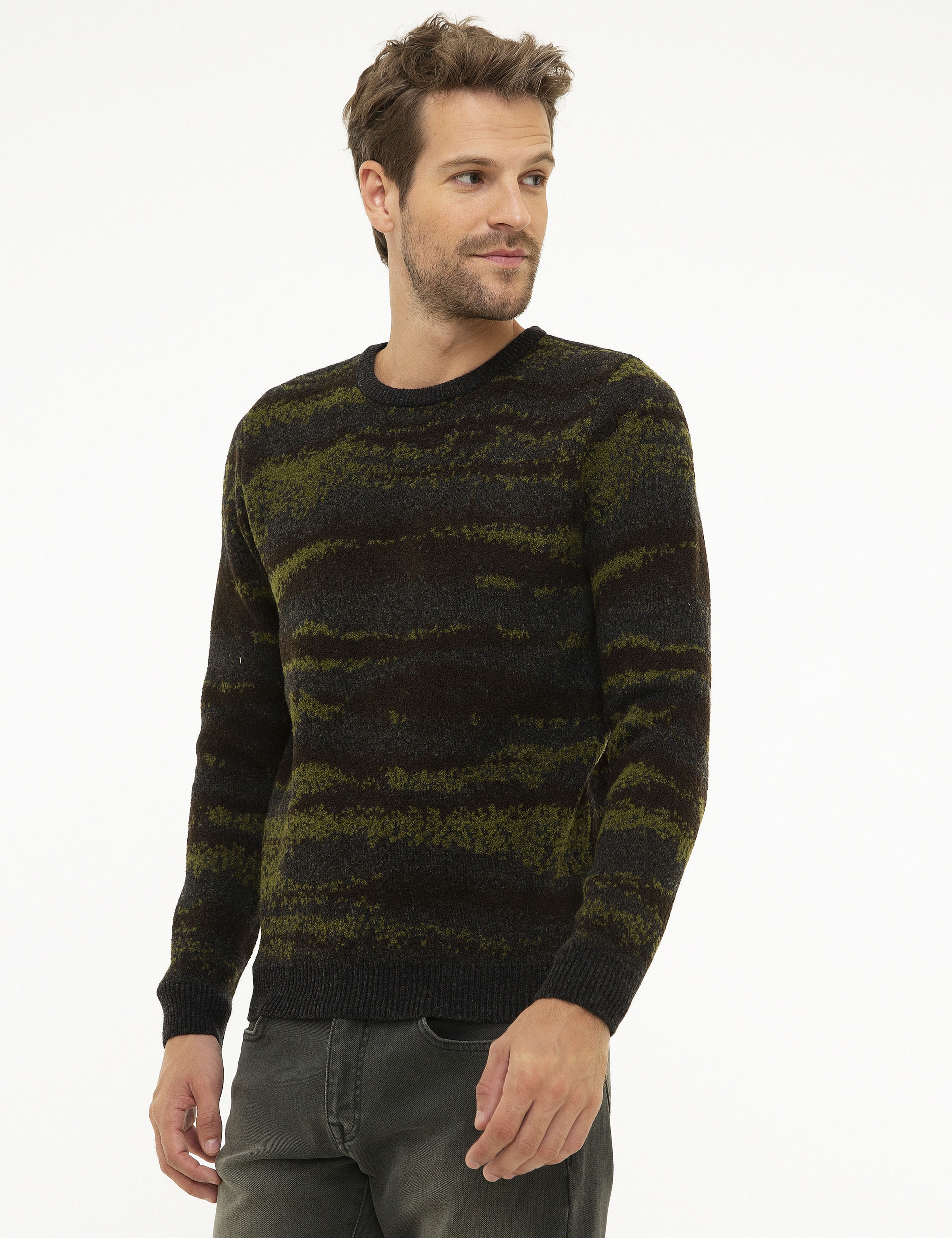 Haki Slim Fit Kazak - Image 3