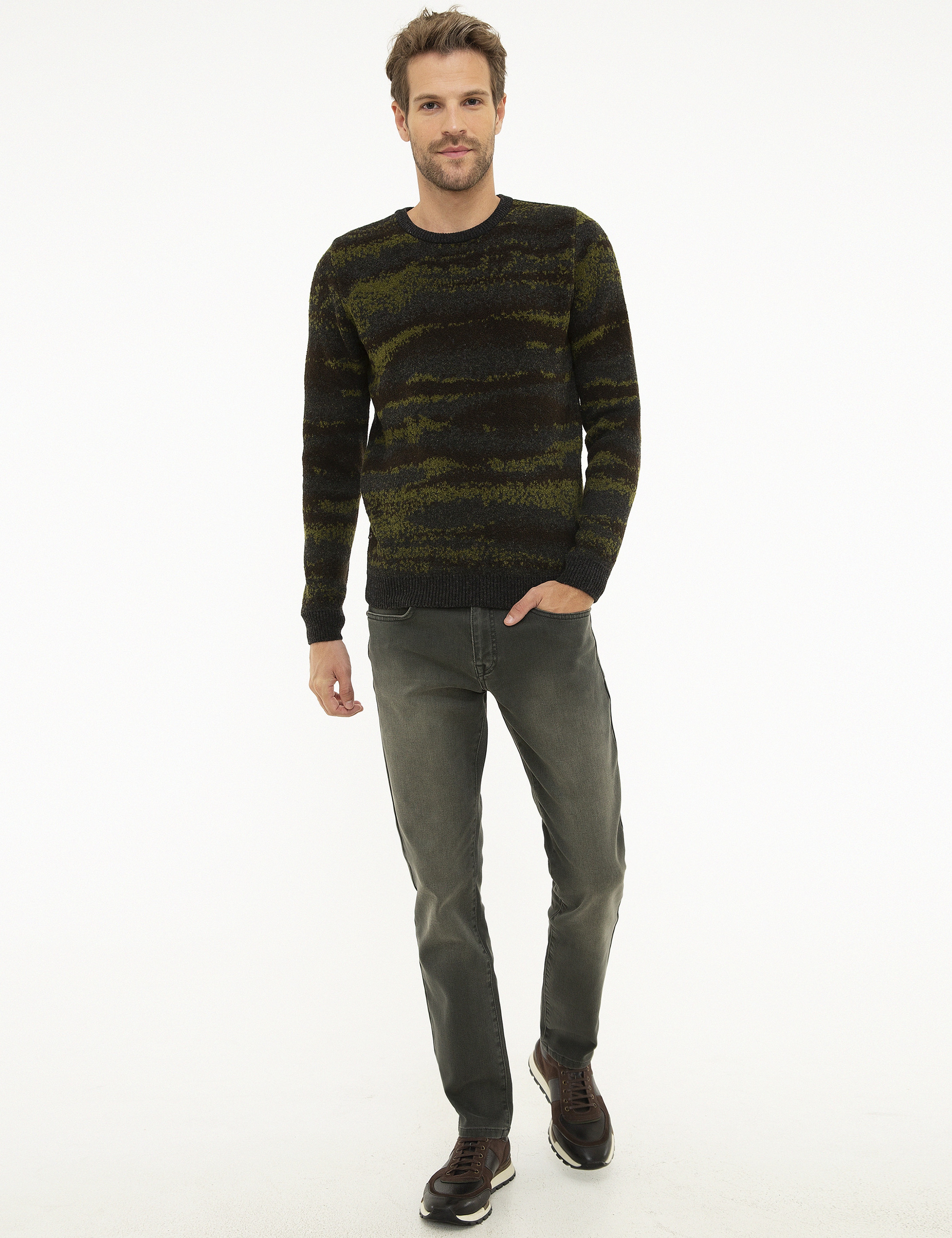 Haki Slim Fit Kazak - Image 5