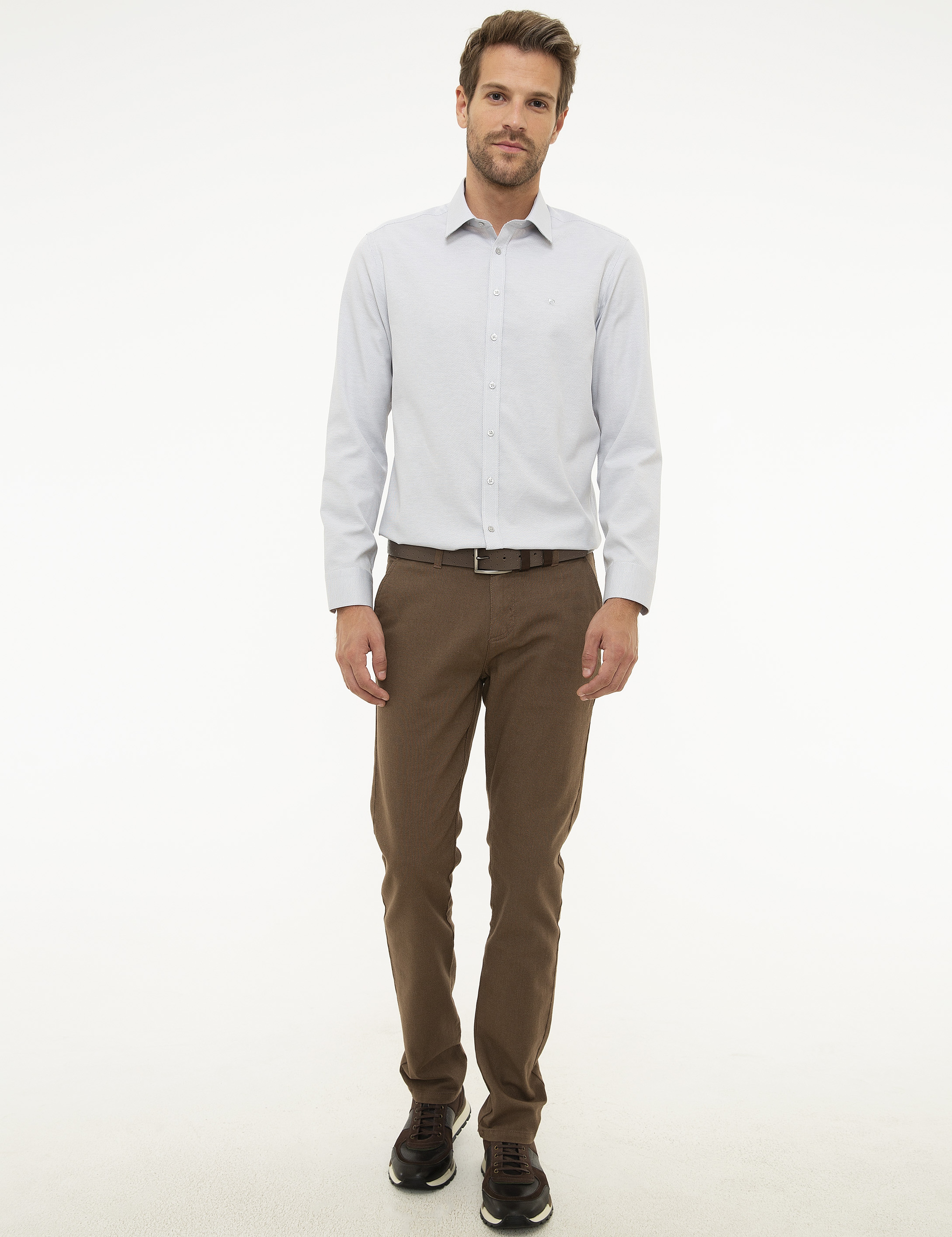 Gri Slim Fit Gömlek - Image 4