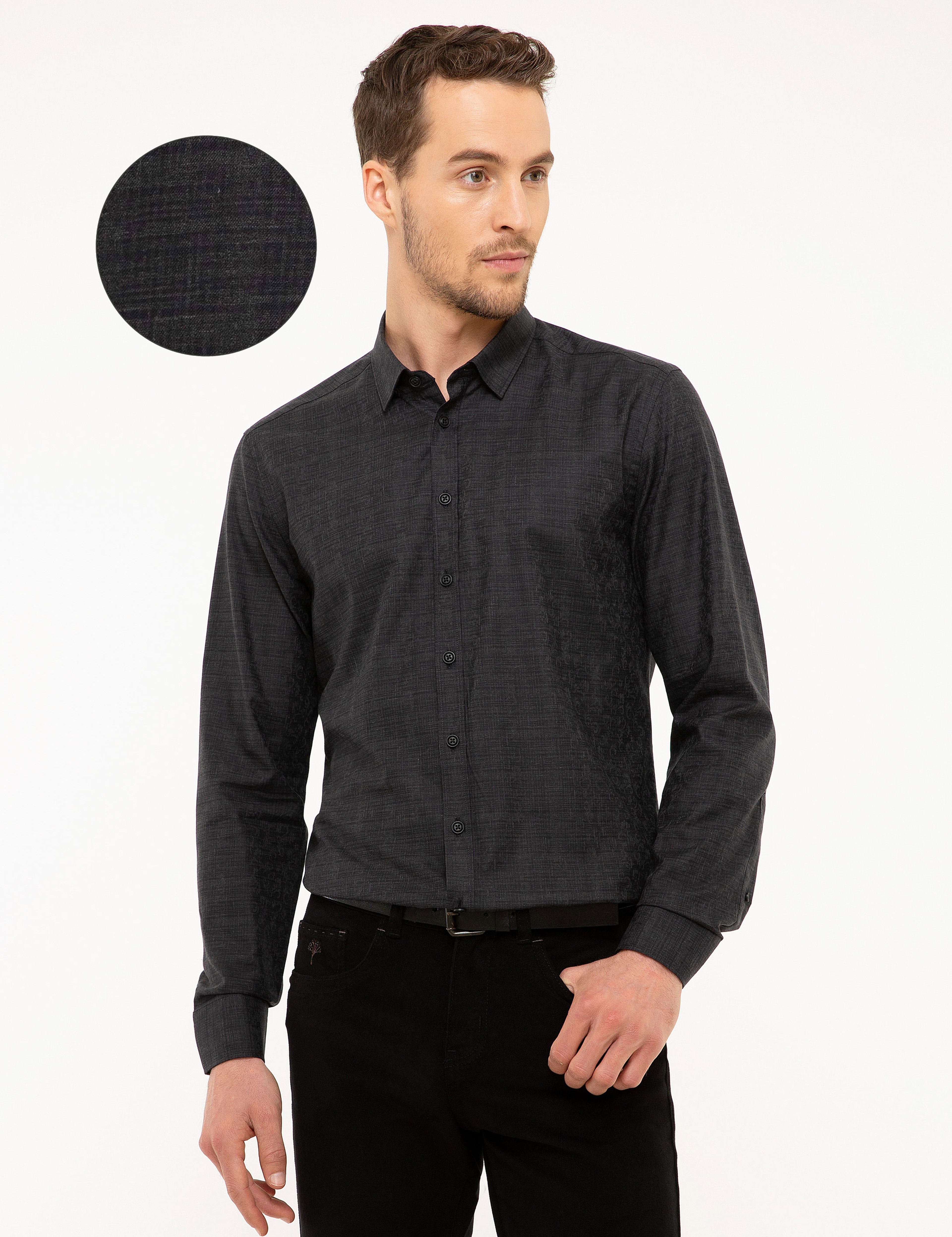 Siyah Slim Fit Gömlek - Image 1