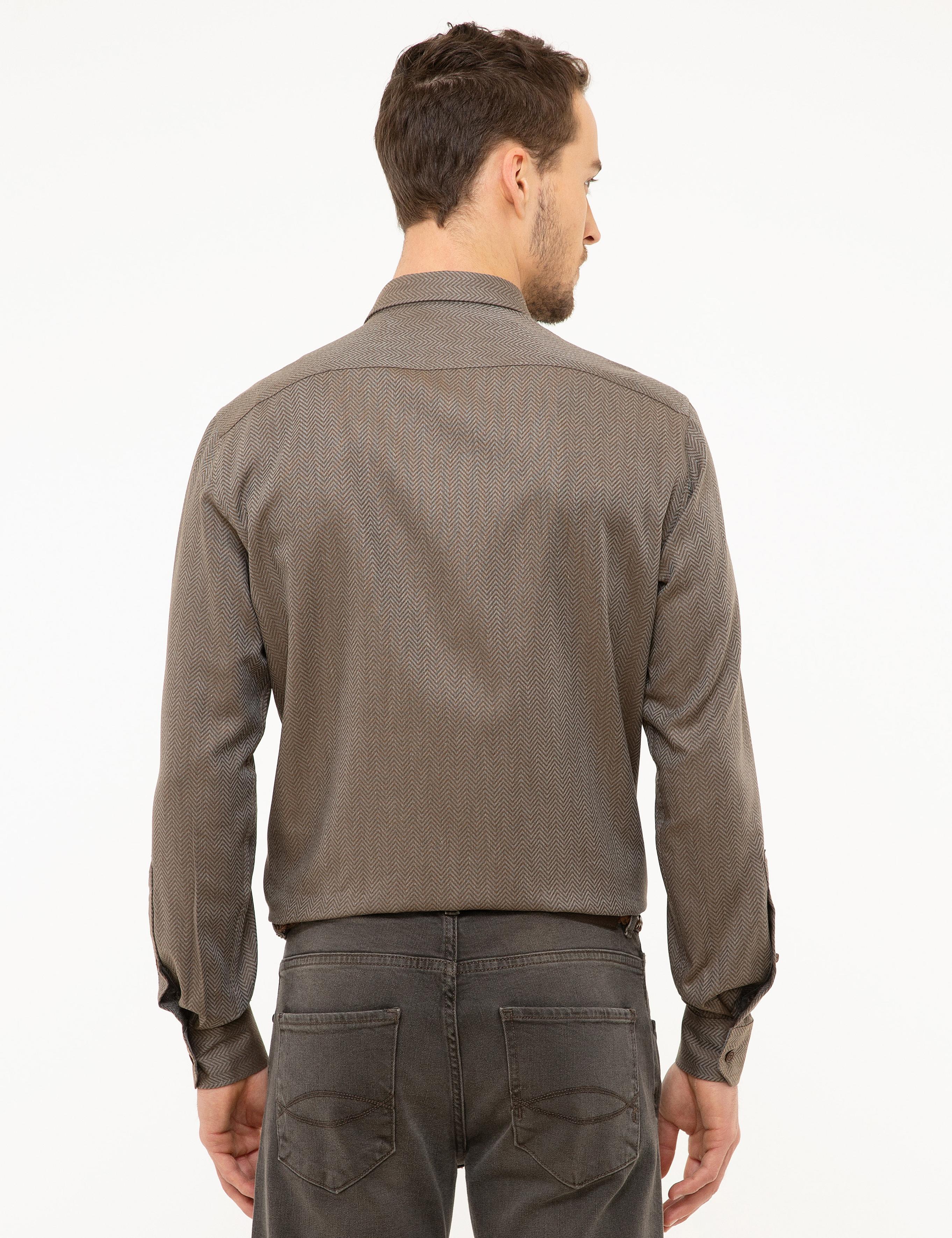 Kahverengi Slim Fit Gömlek