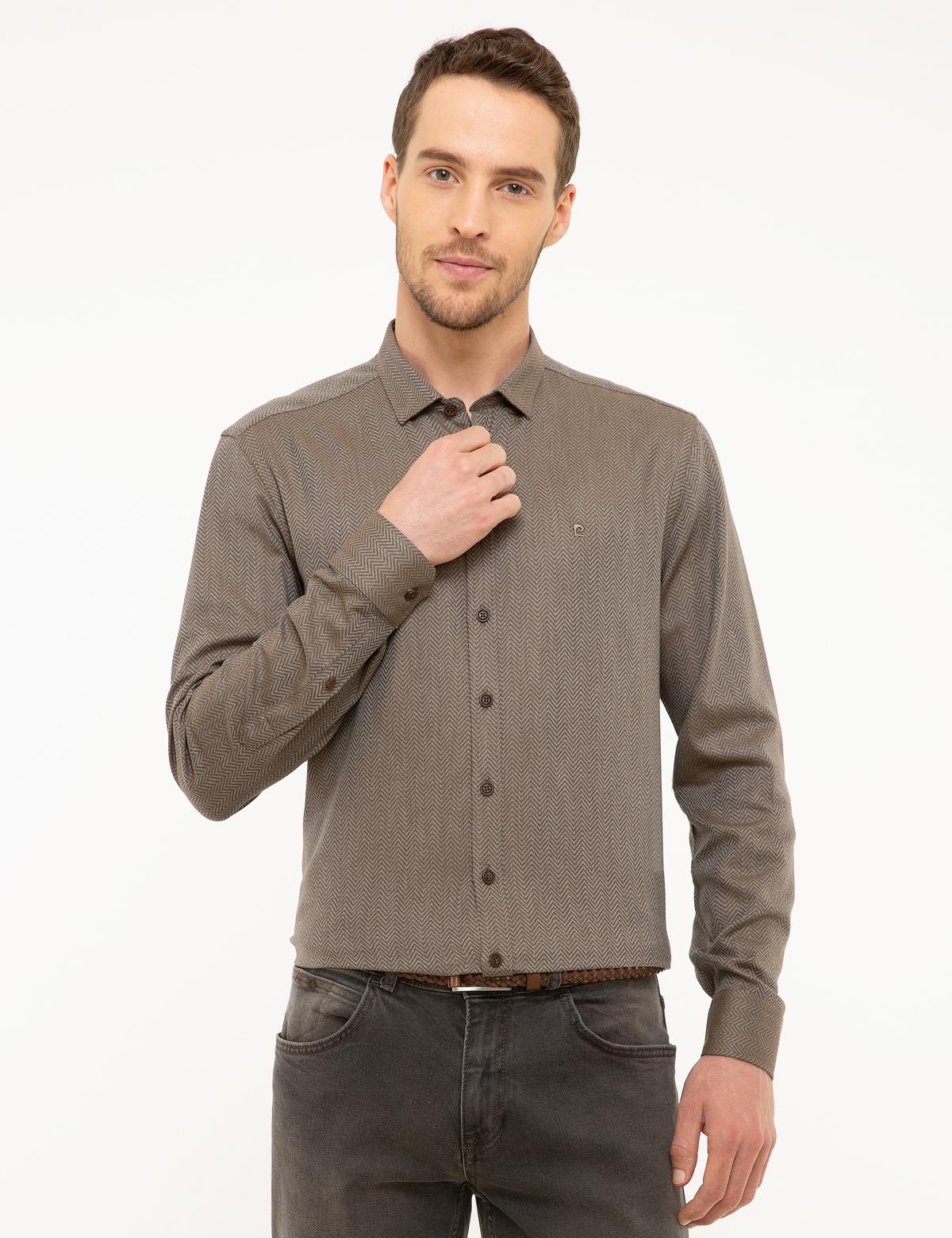 Kahverengi Slim Fit Gömlek - 50209273005