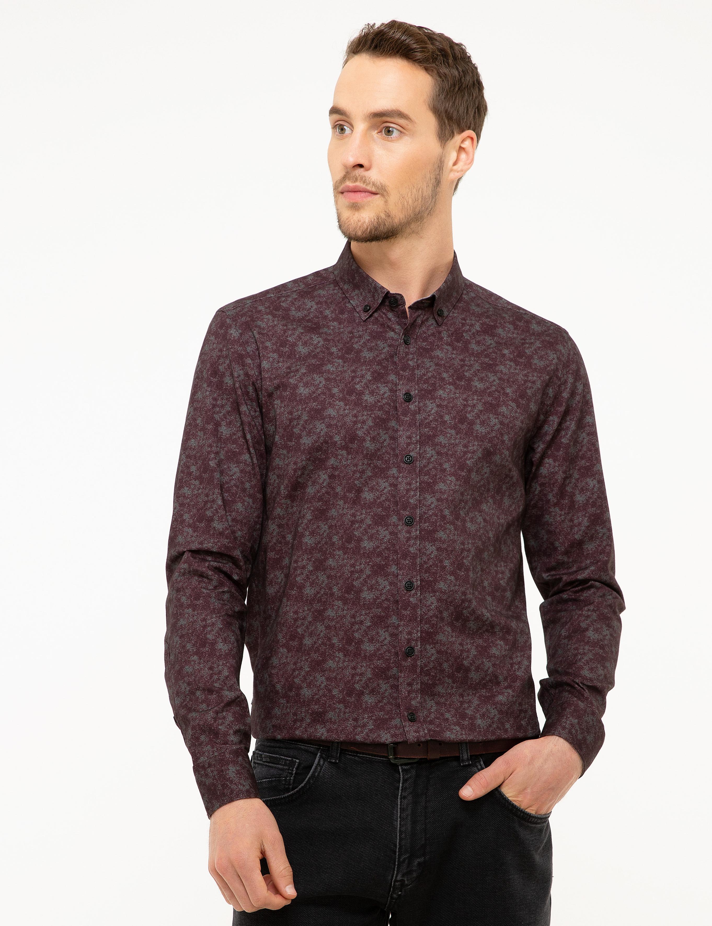 Bordo Slim Fit Gömlek