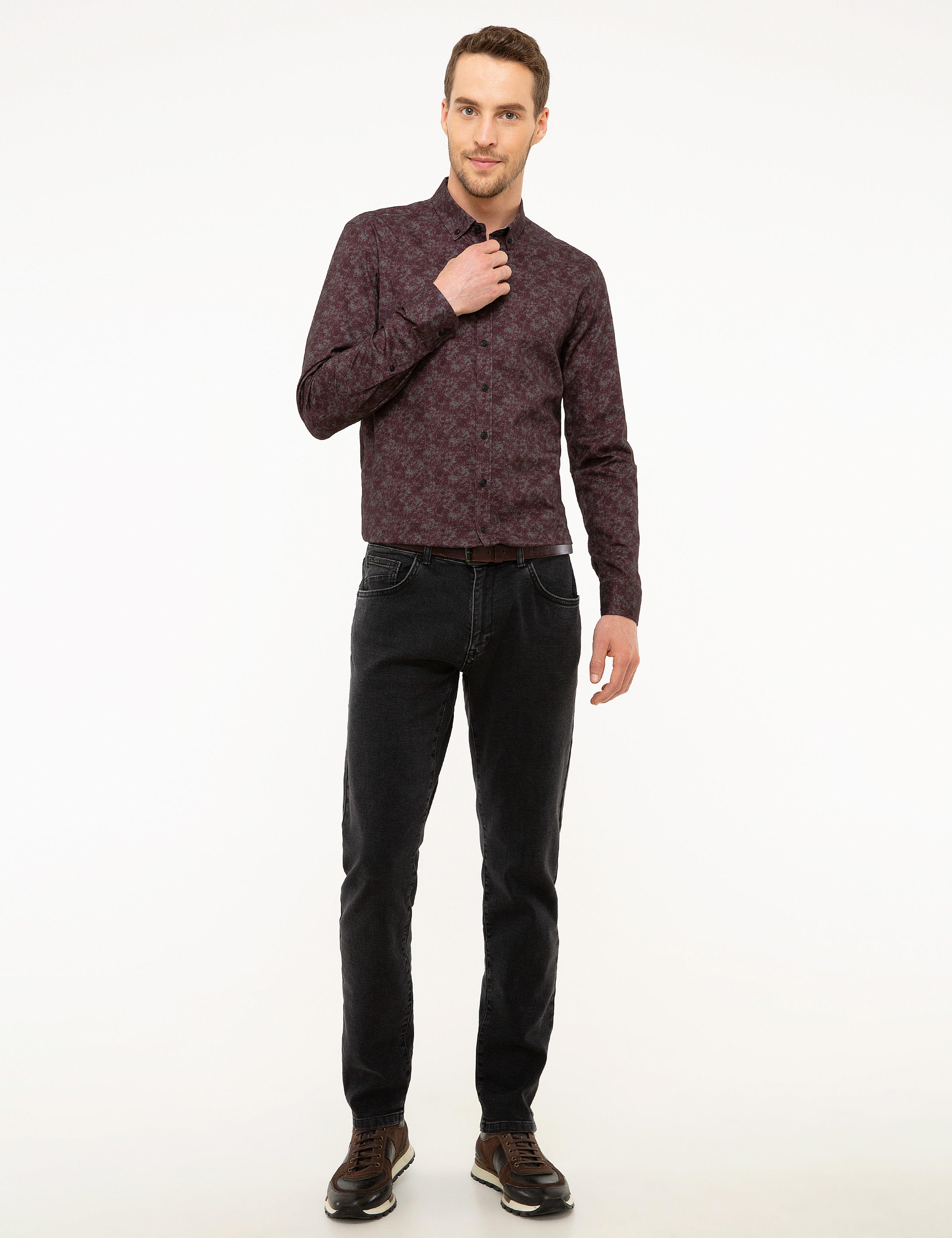 Bordo Slim Fit Gömlek