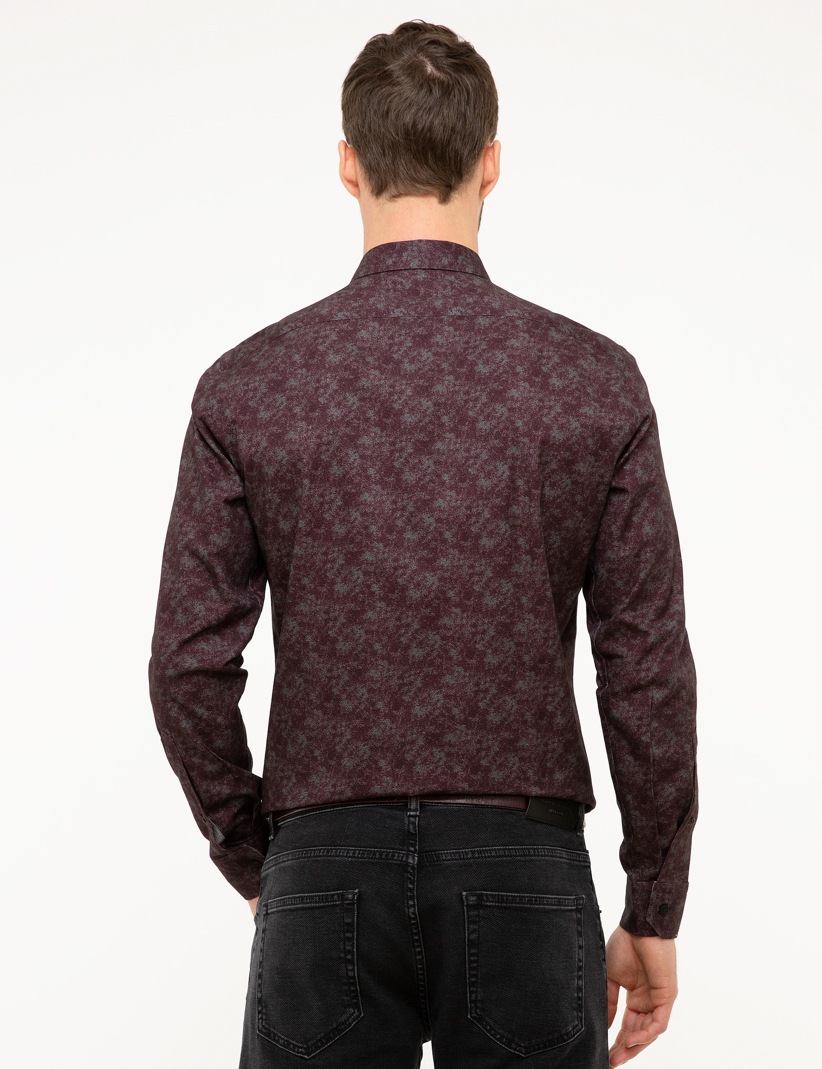 Bordo Slim Fit Gömlek