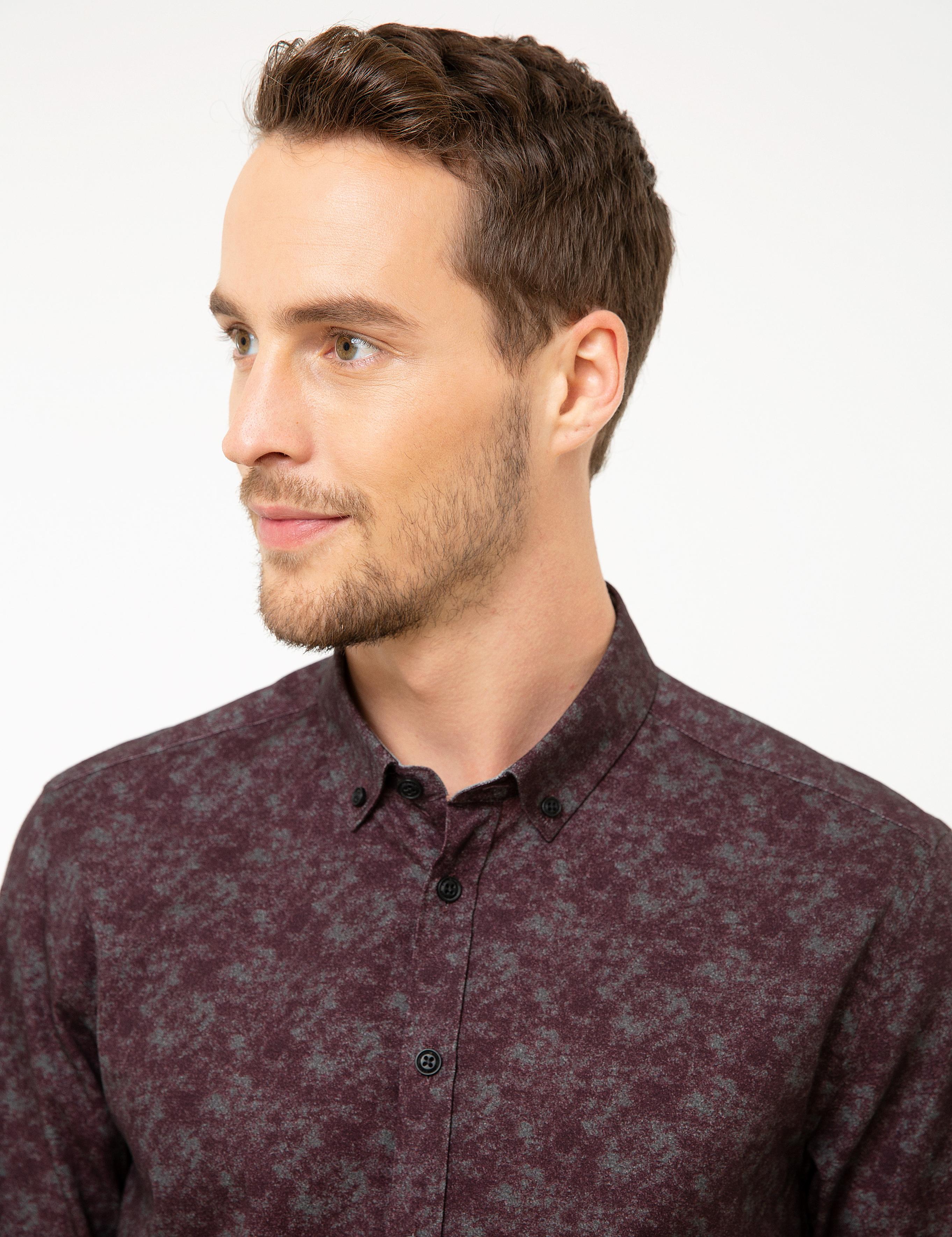 Bordo Slim Fit Gömlek