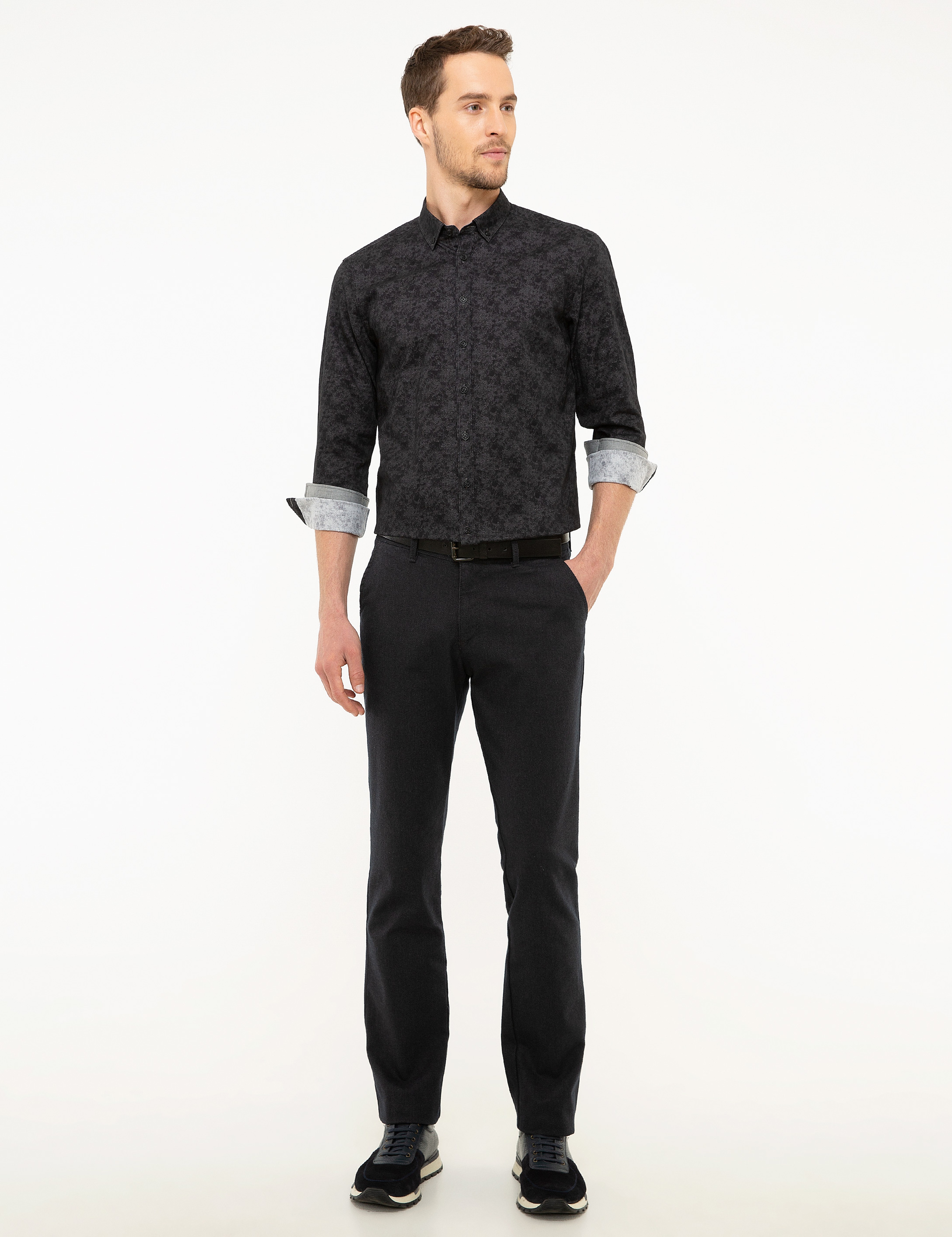Lacivert Regular Fit Chino Pantolon - Image 1