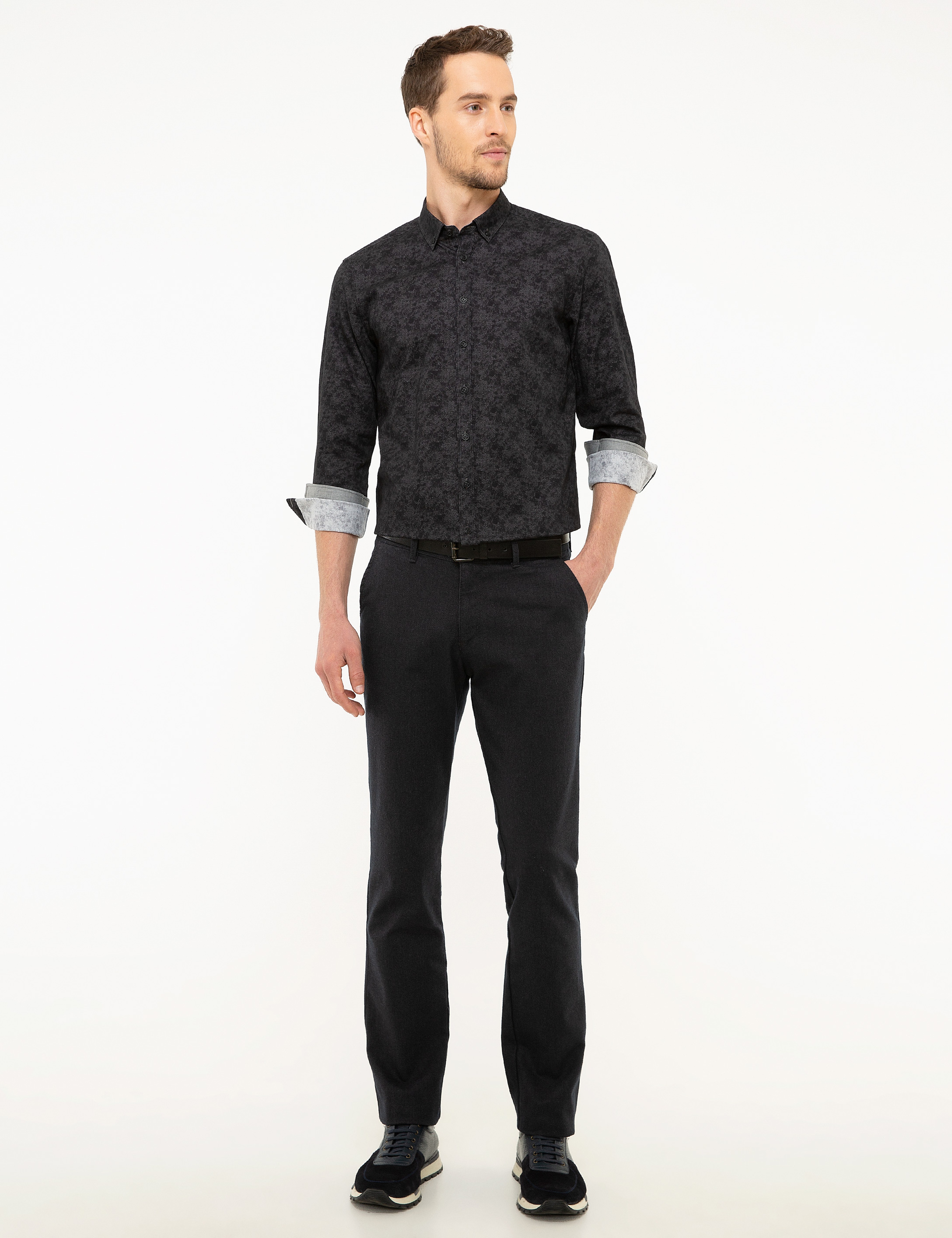 Lacivert Regular Fit Chino Pantolon