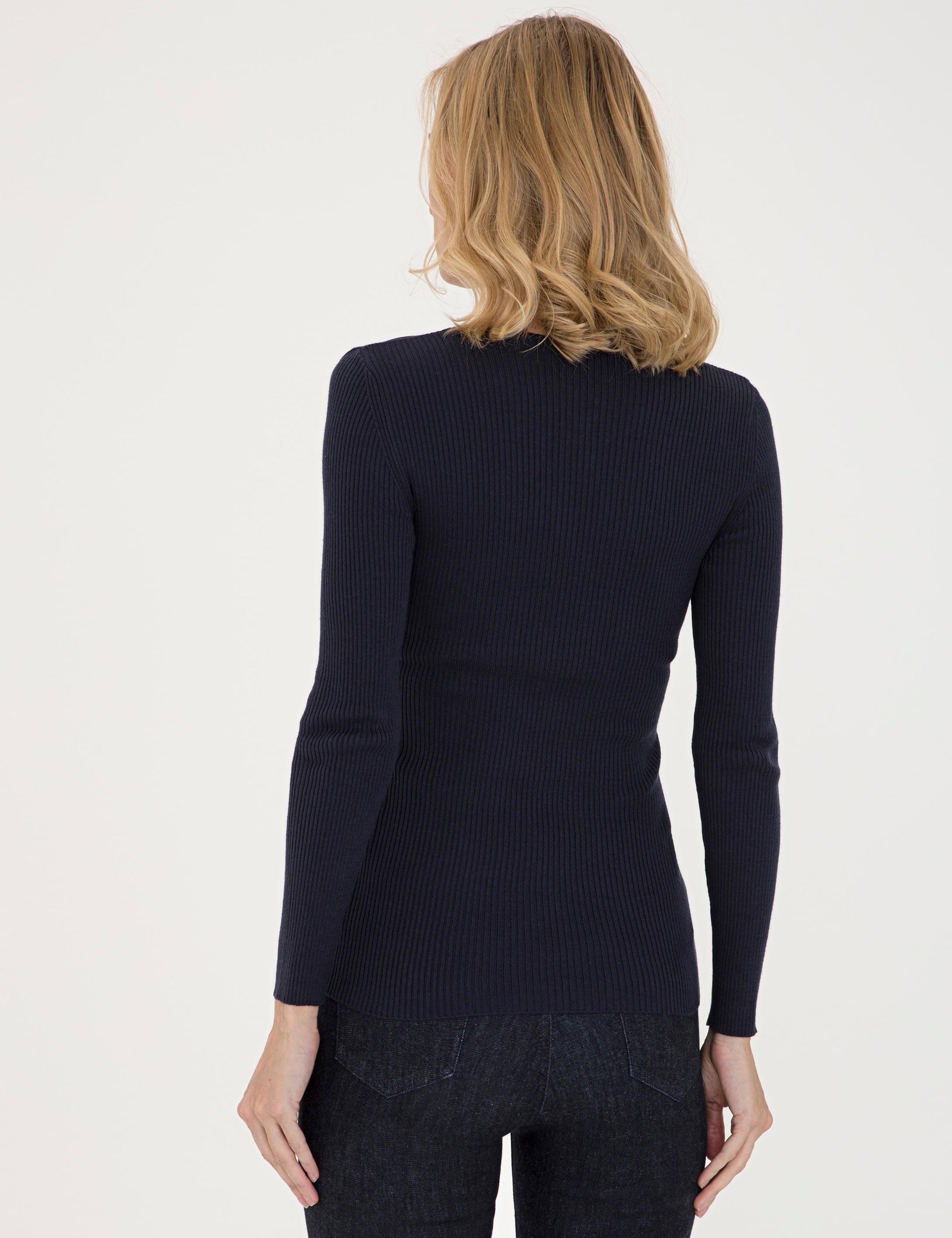 Lacivert Slim Fit V Yaka Kazak - Image 4