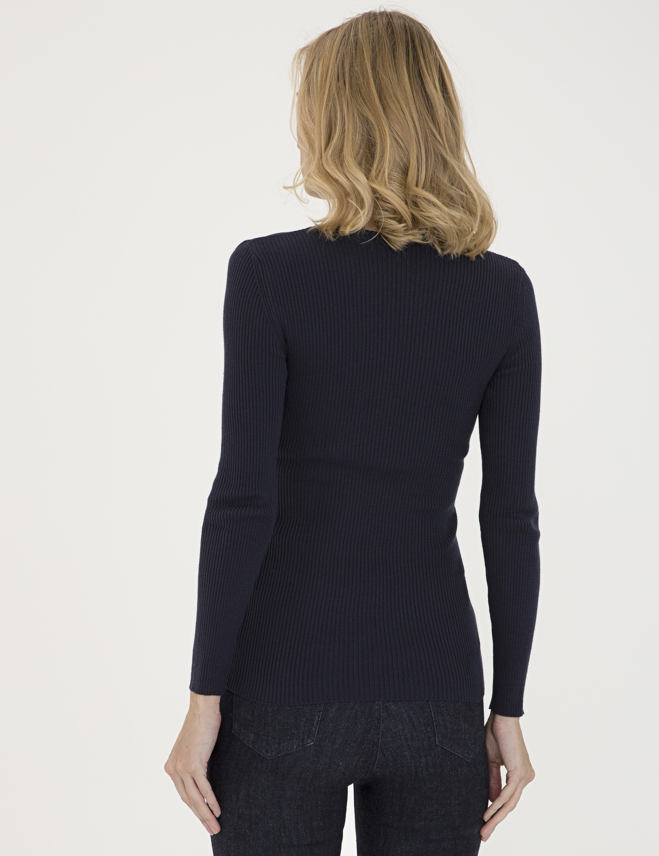 Lacivert Slim Fit V Yaka Kazak