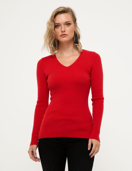 Kırmızı Slim Fit Kazak - 50210380083