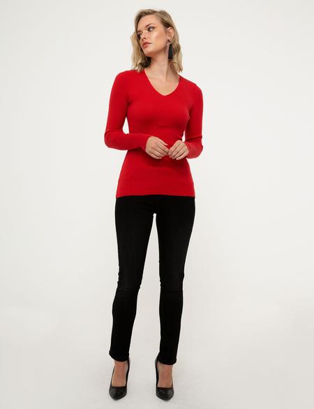 Kırmızı Slim Fit Kazak - 50210380083