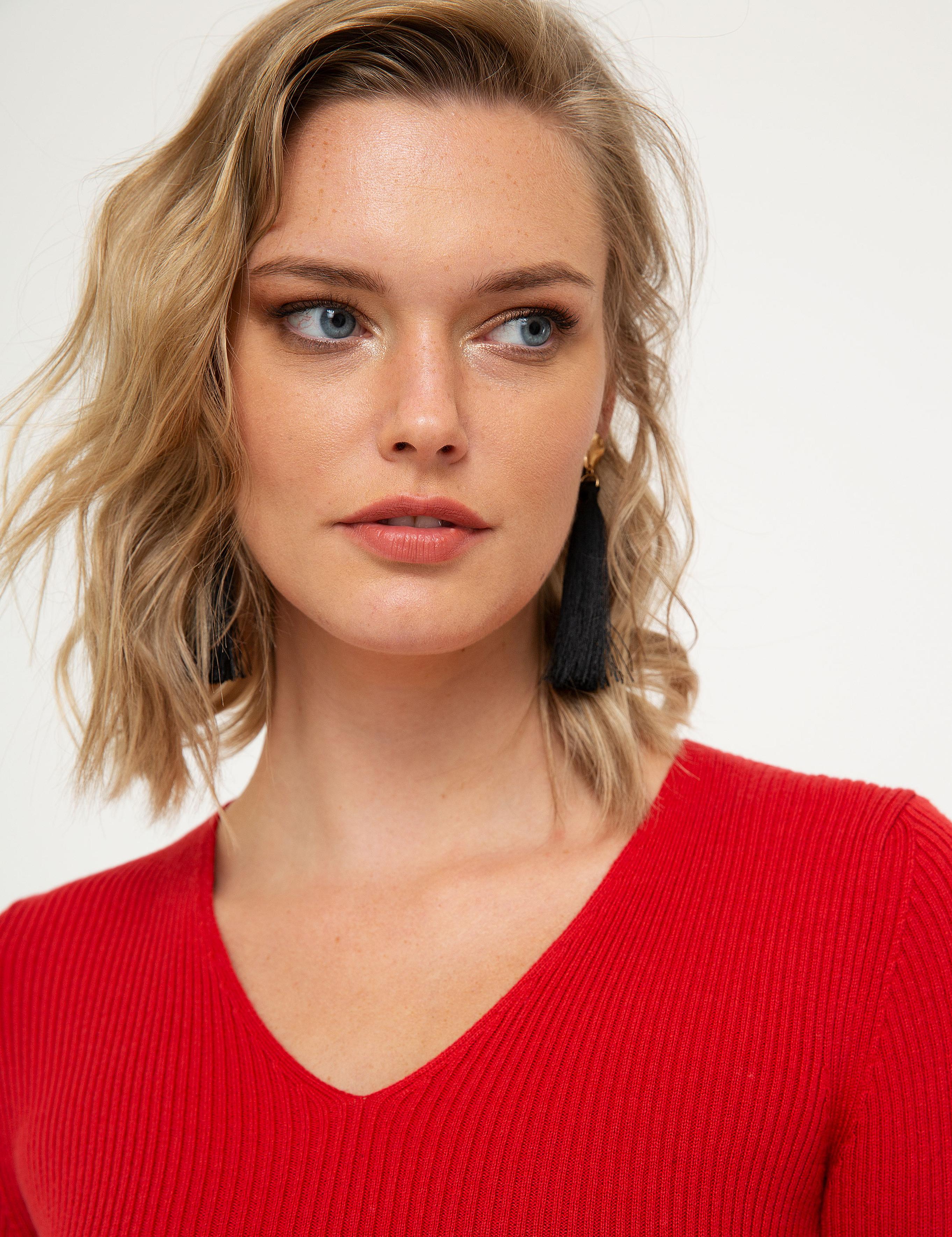 Kırmızı Slim Fit Kazak