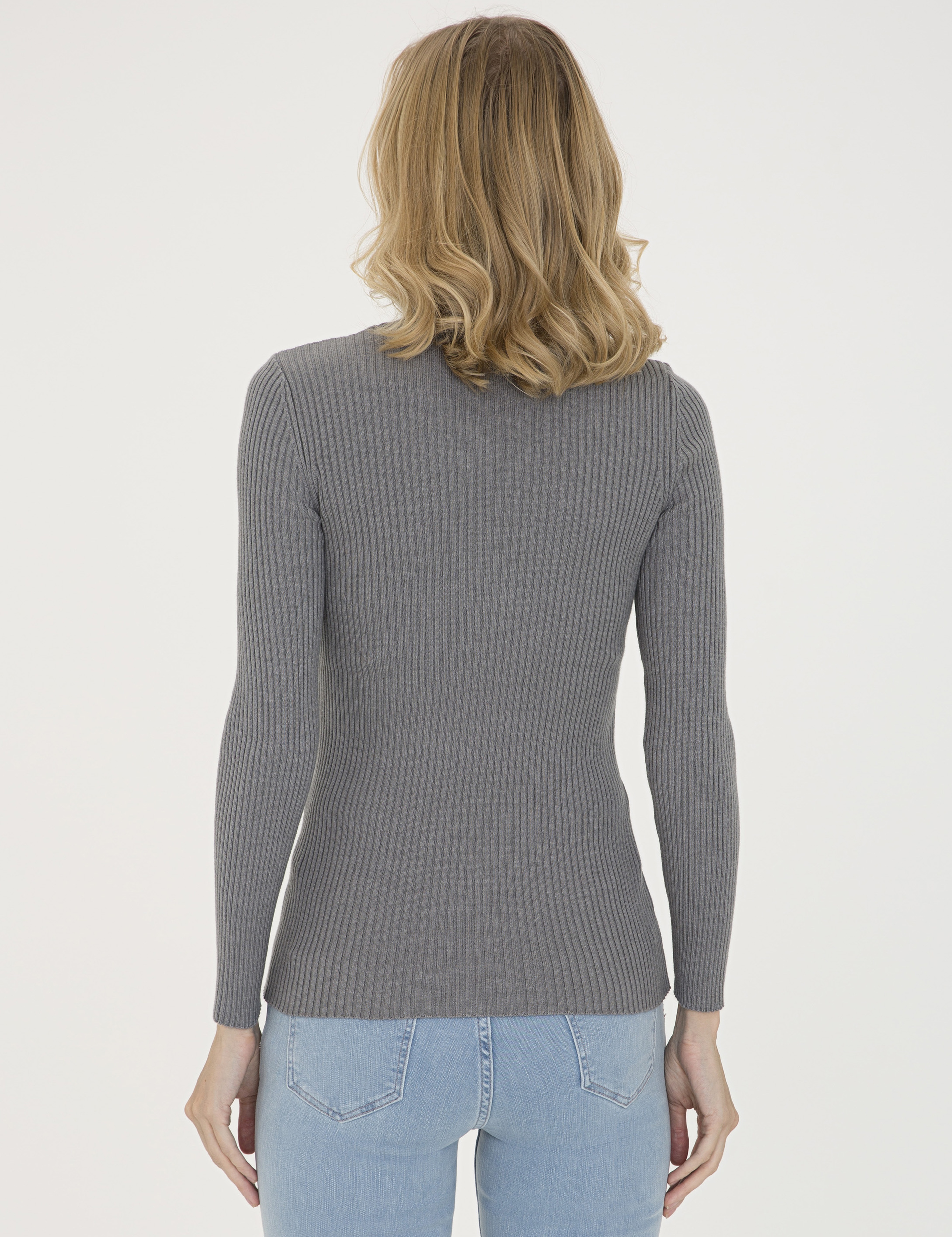 Gri Slim Fit Kazak - Image 4
