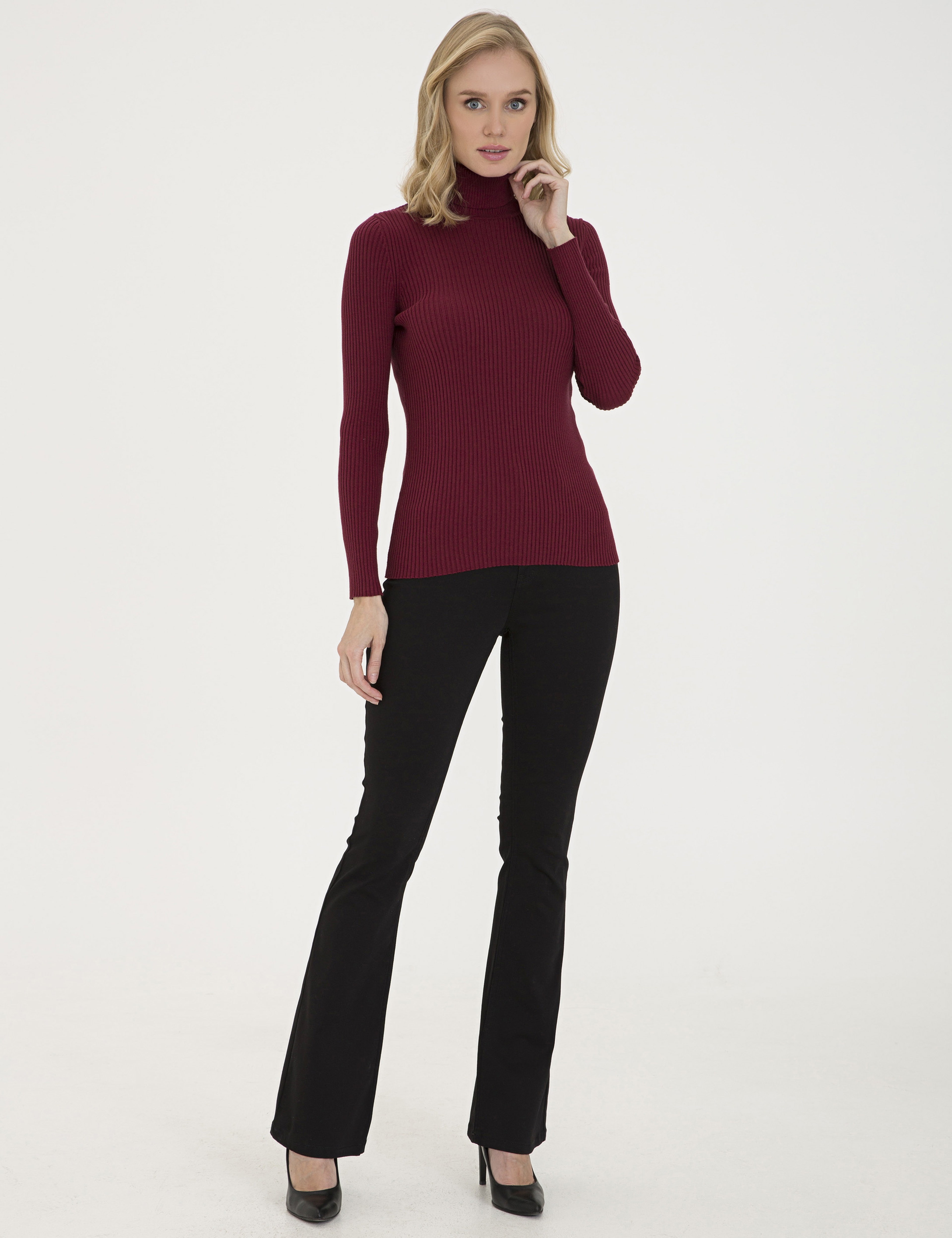 Bordo Slim Fit Kazak