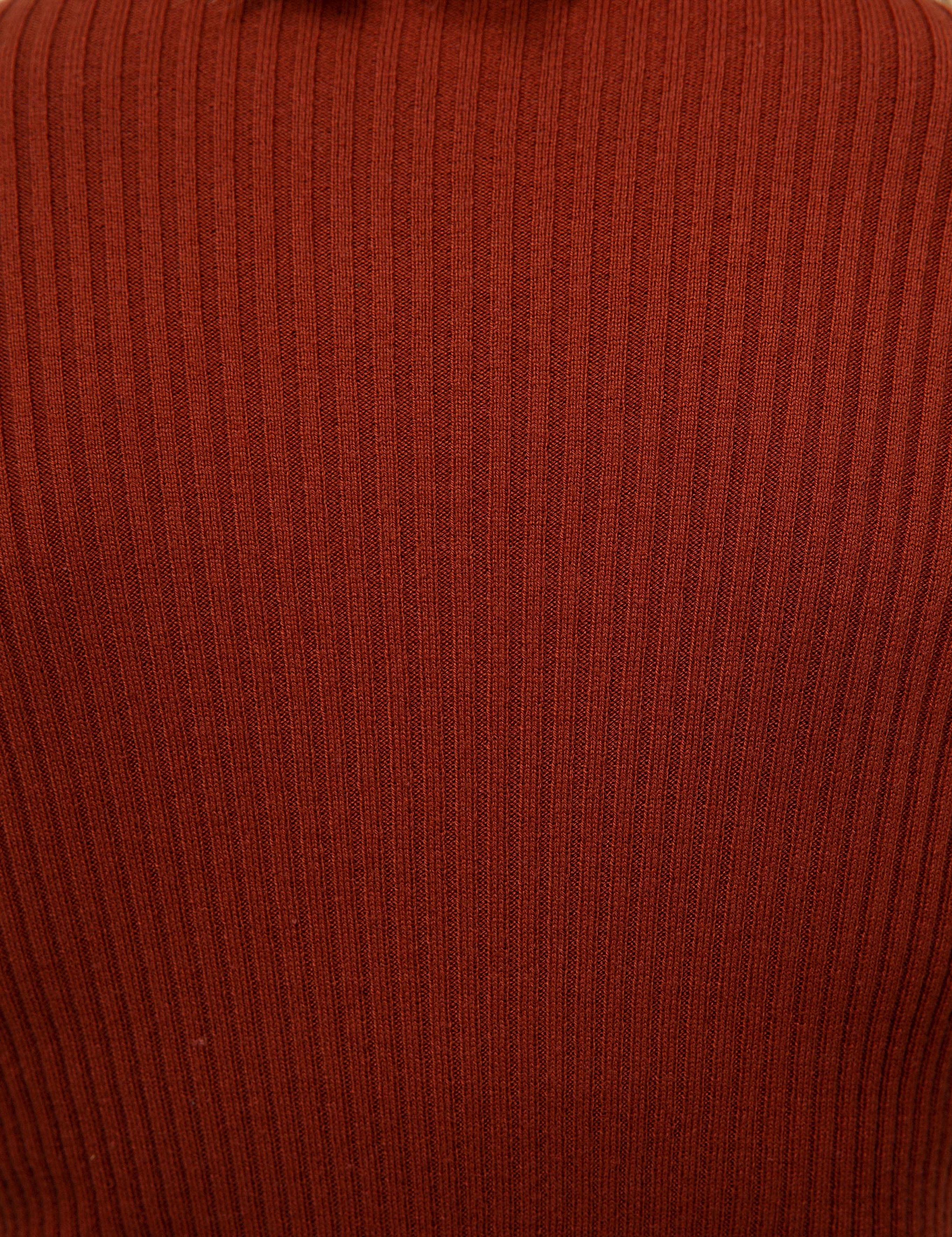 Kiremit Slim Fit Balıkçı Yaka Triko Kazak