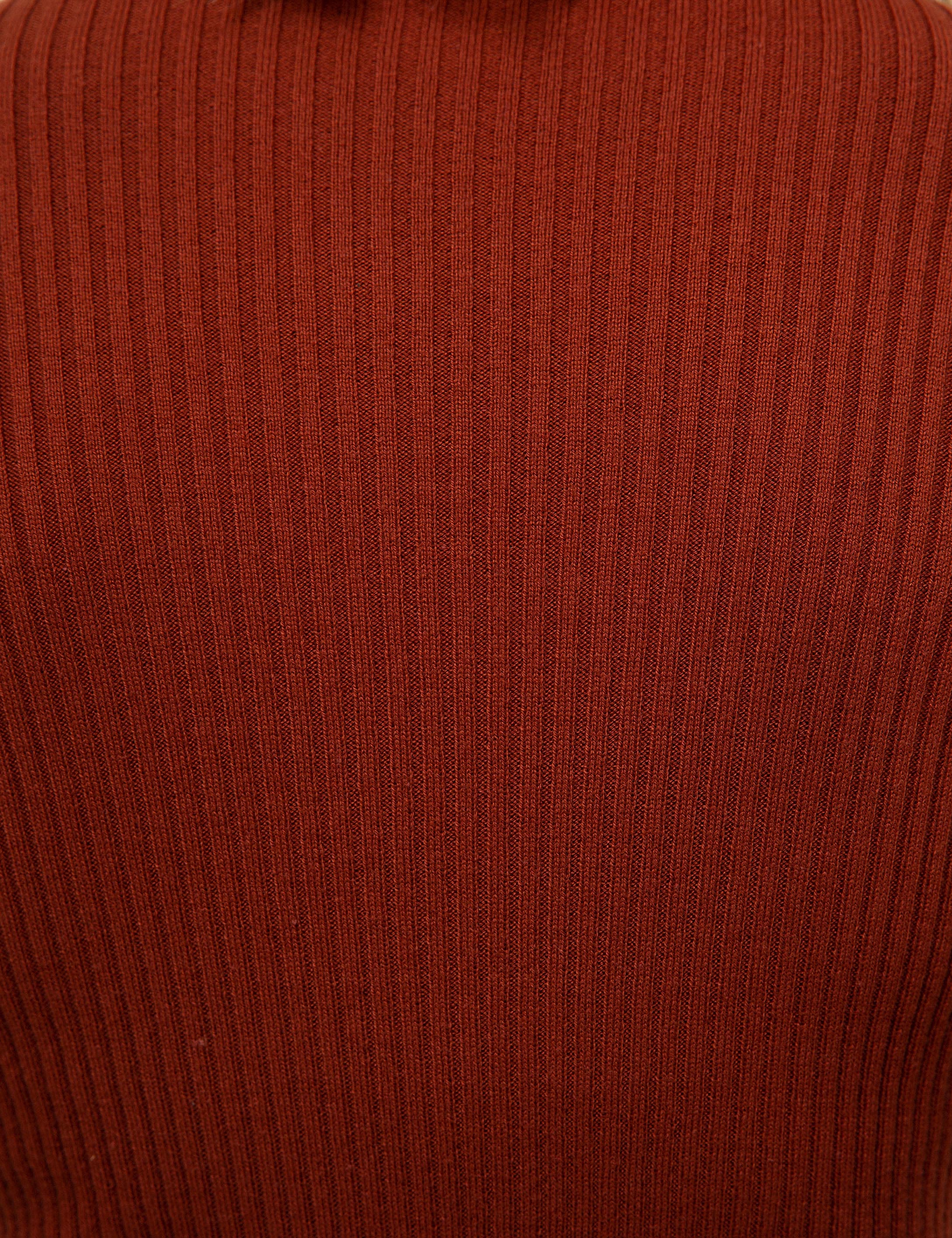 Kiremit Slim Fit Balıkçı Yaka Triko Kazak