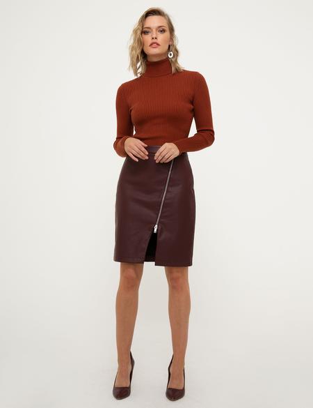 Kiremit Slim Fit Balıkçı Yaka Triko Kazak - 50210396023