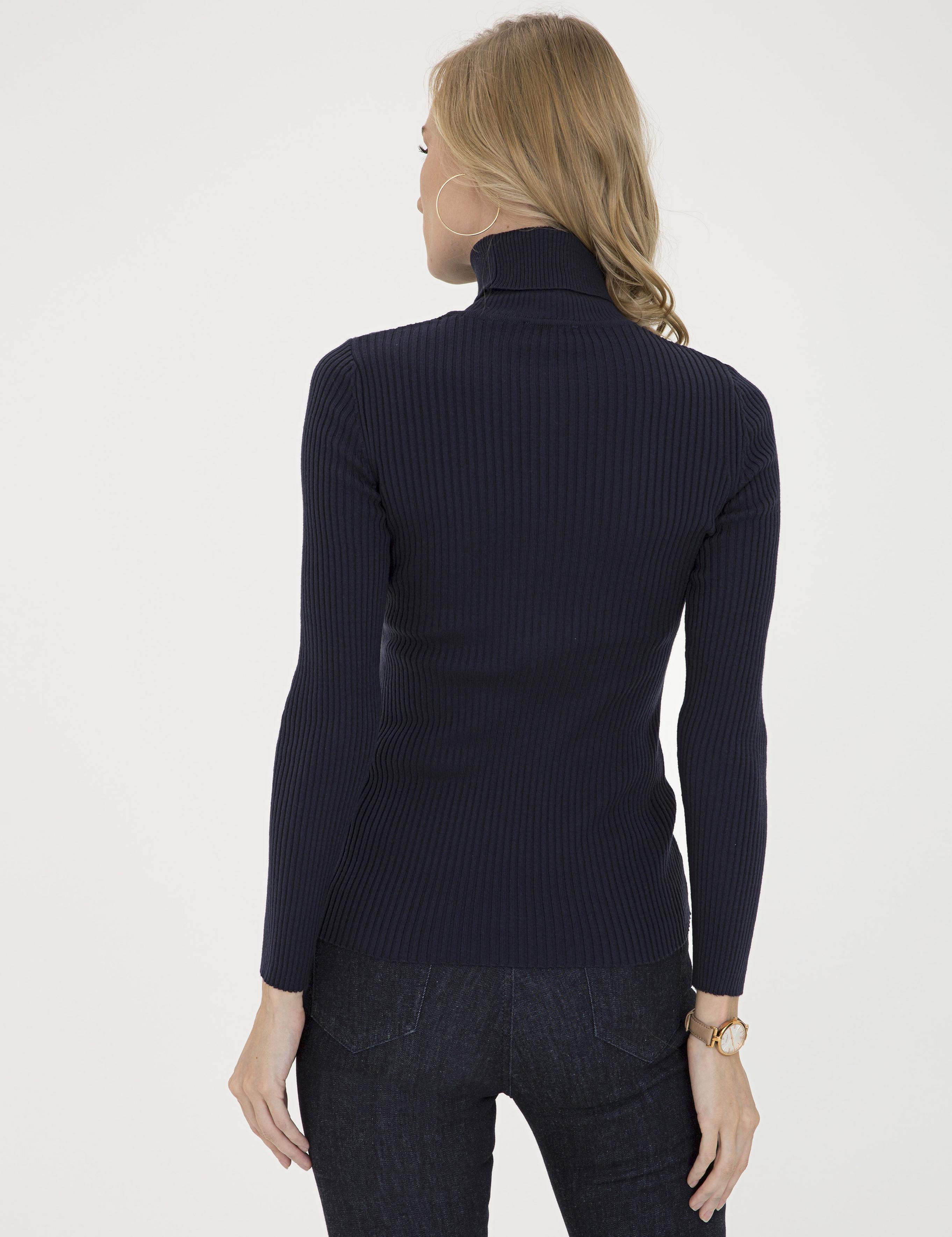 Lacivert Slim Fit Balıkçı Yaka Triko Kazak