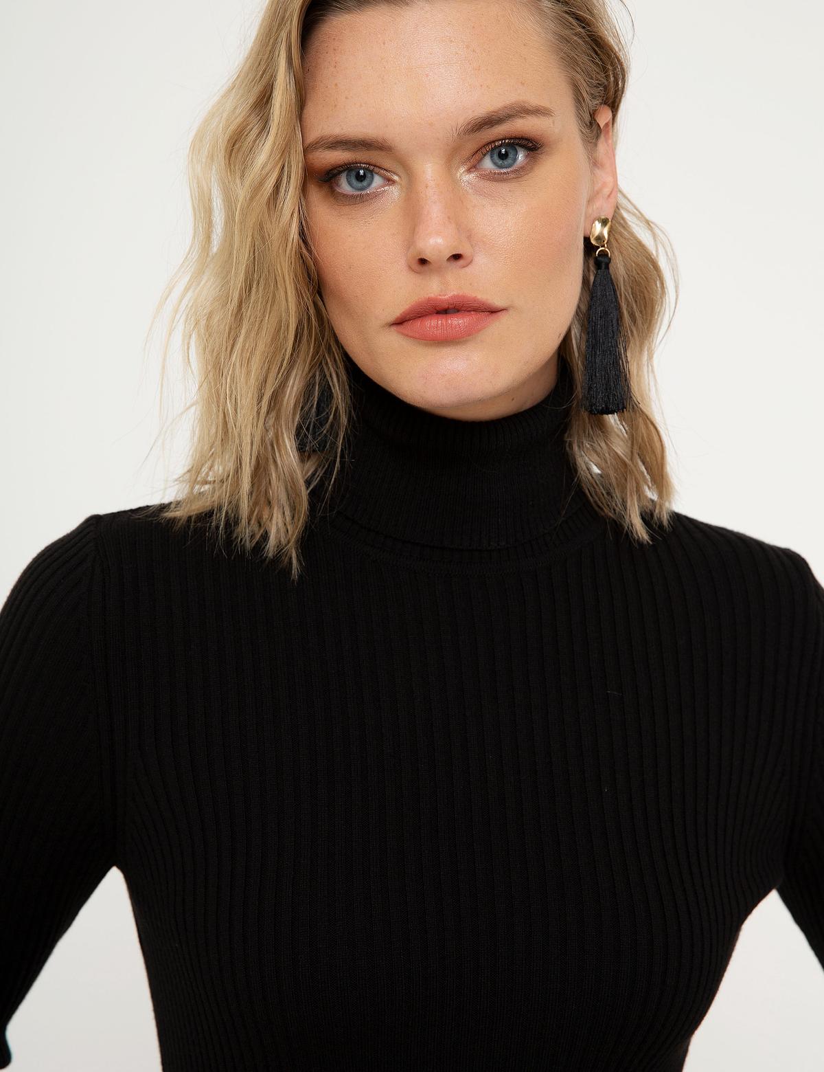 Siyah Slim Fit Kazak - 50210396013