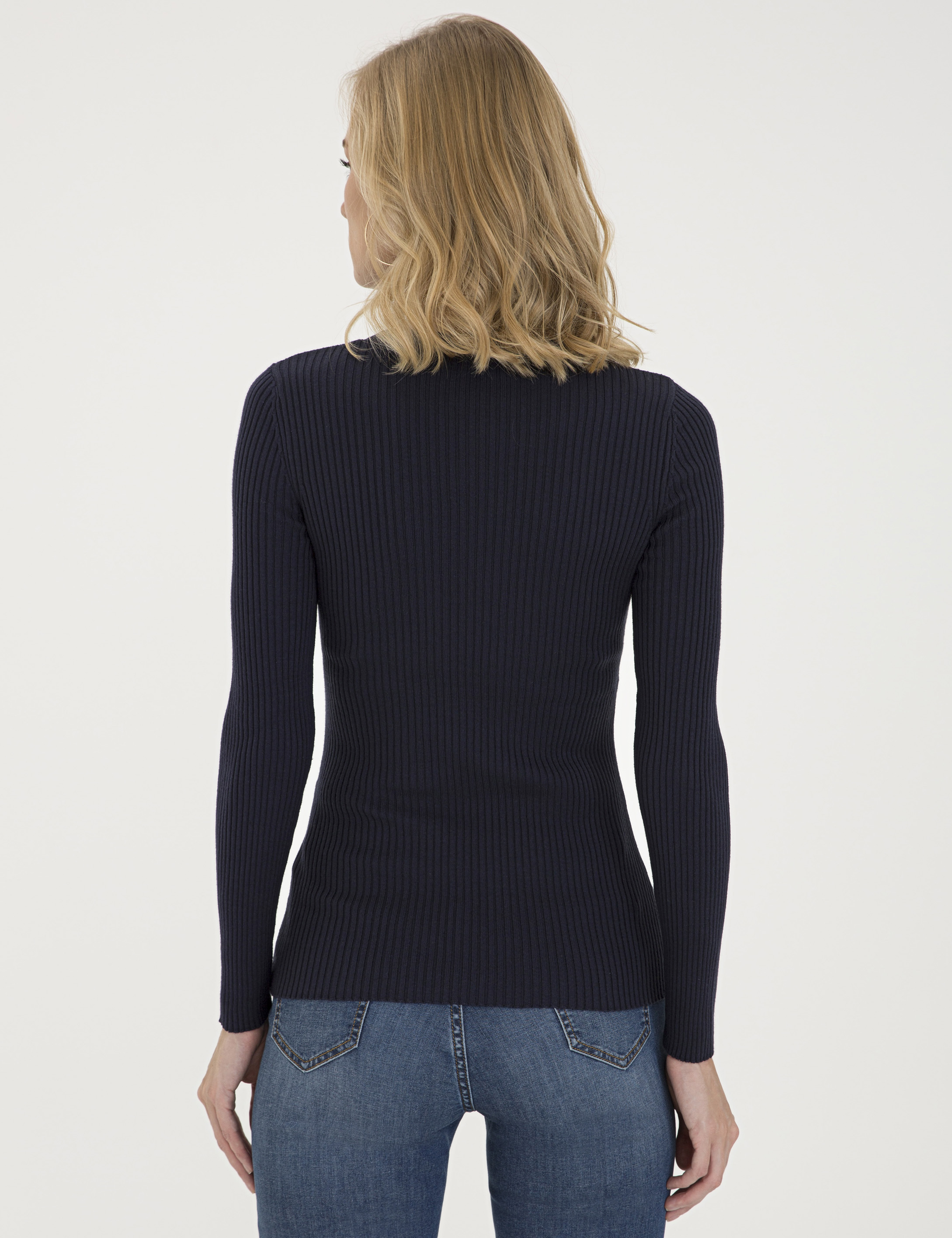 Lacivert Slim Fit Bisiklet Yaka Kazak - Image 4