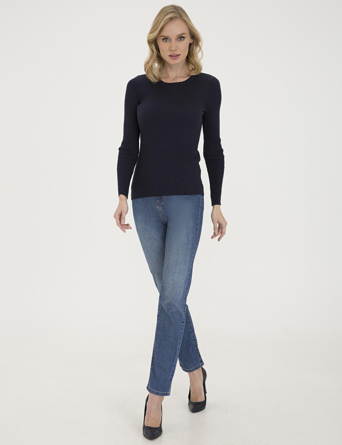 Lacivert Slim Fit Bisiklet Yaka Kazak - 50210397016