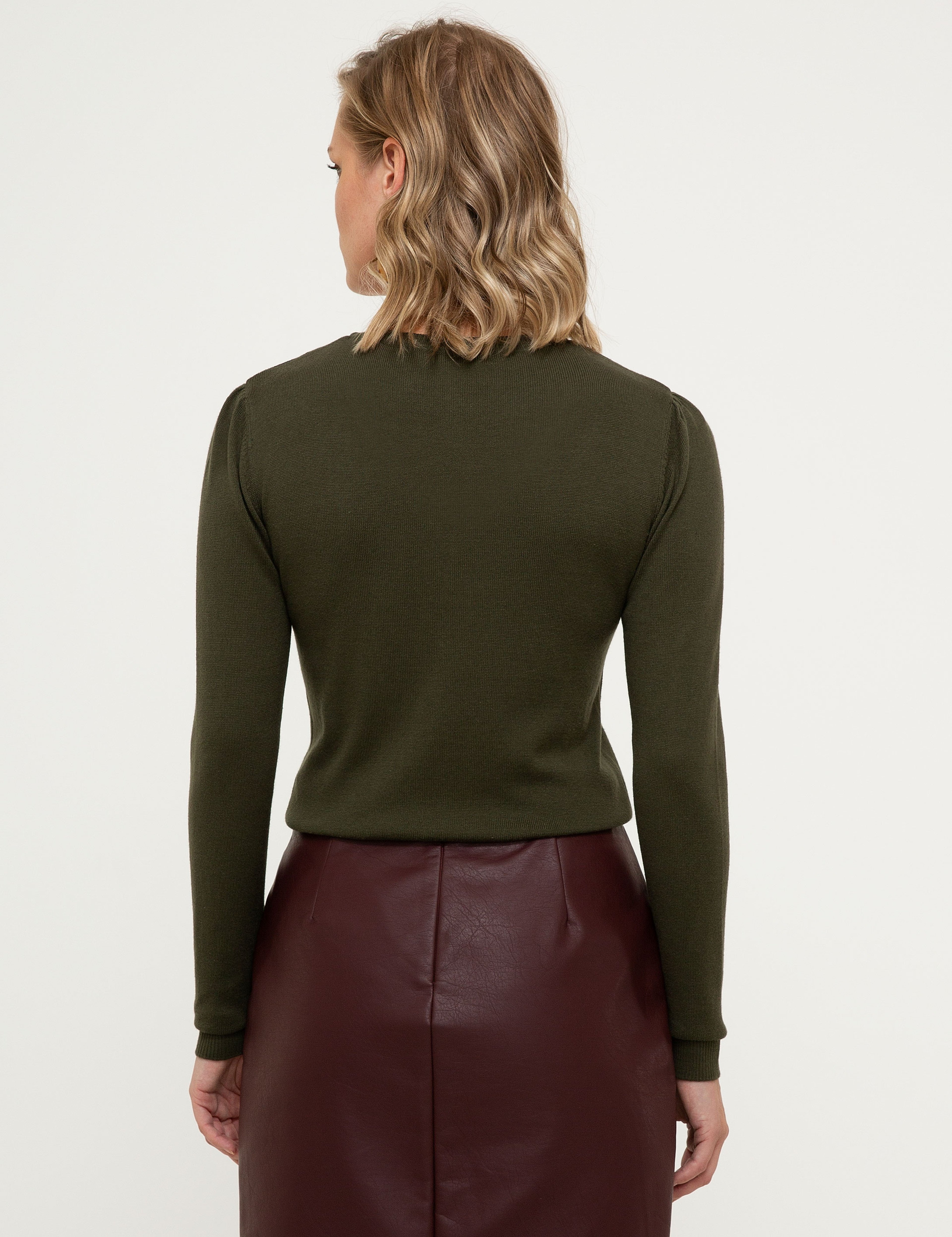 Haki Slim Fit Kazak - Image 4