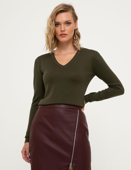 Haki Slim Fit Kazak - 50210425011