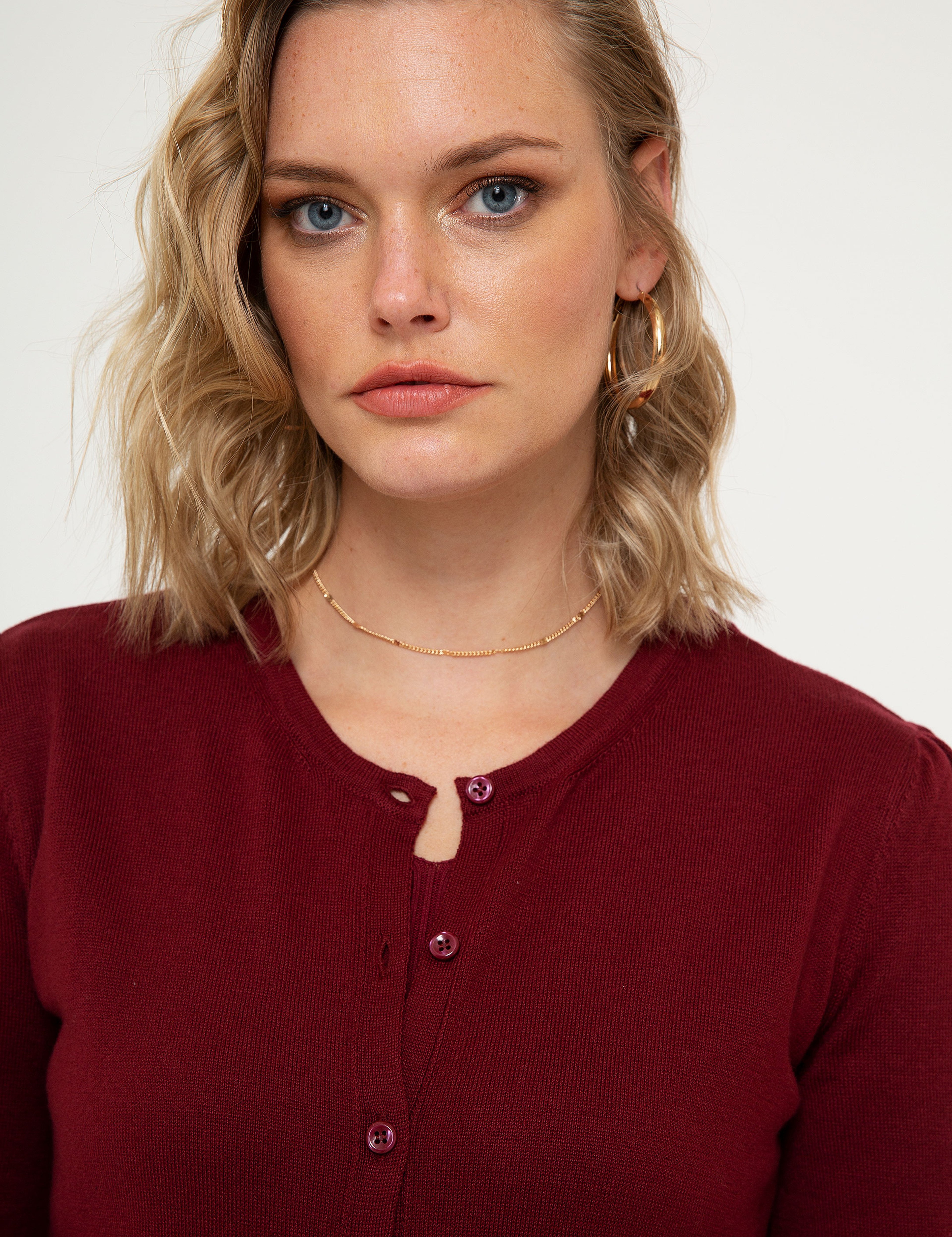 Bordo Slim Fit Triko Hırka - Image 1