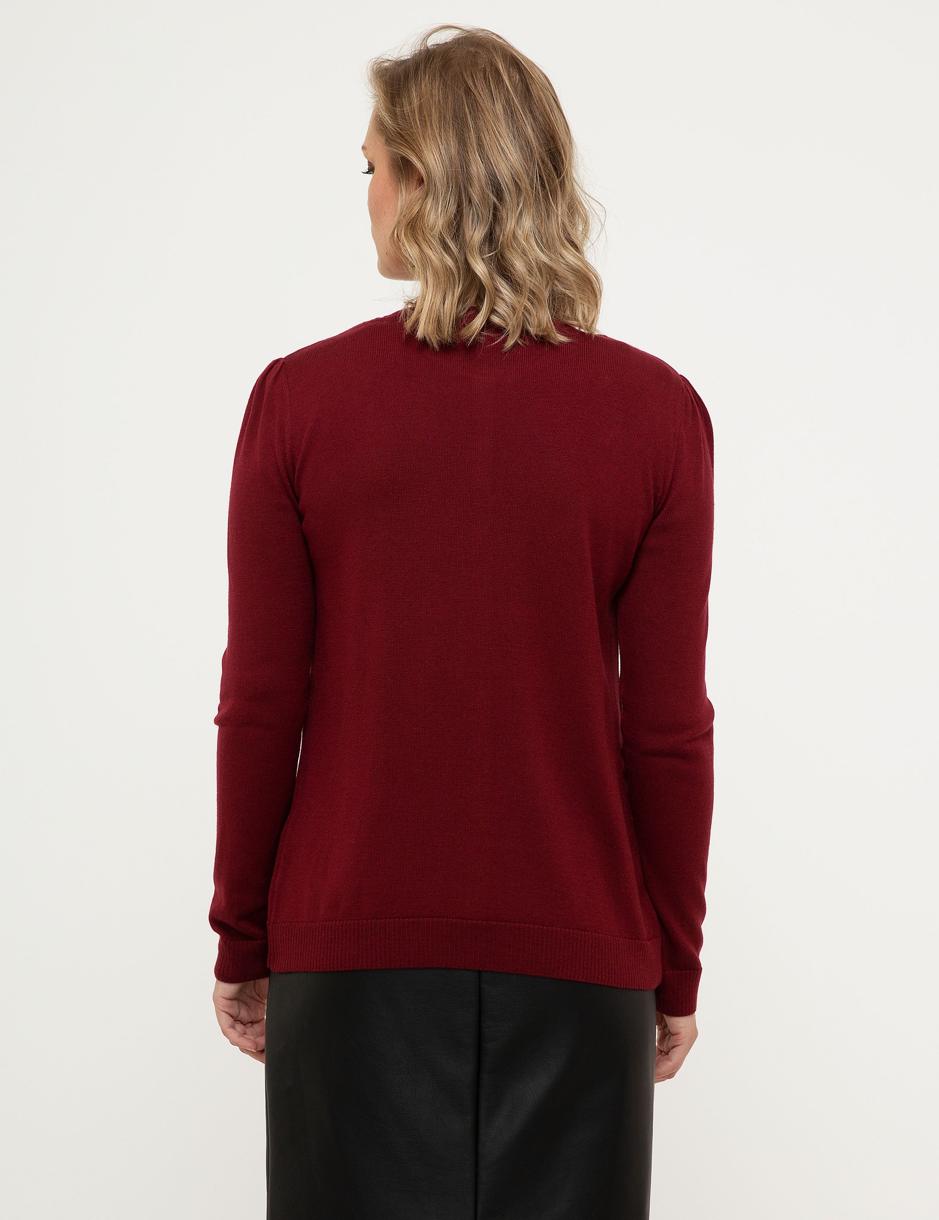 Bordo Slim Fit Triko Hırka - Image 4