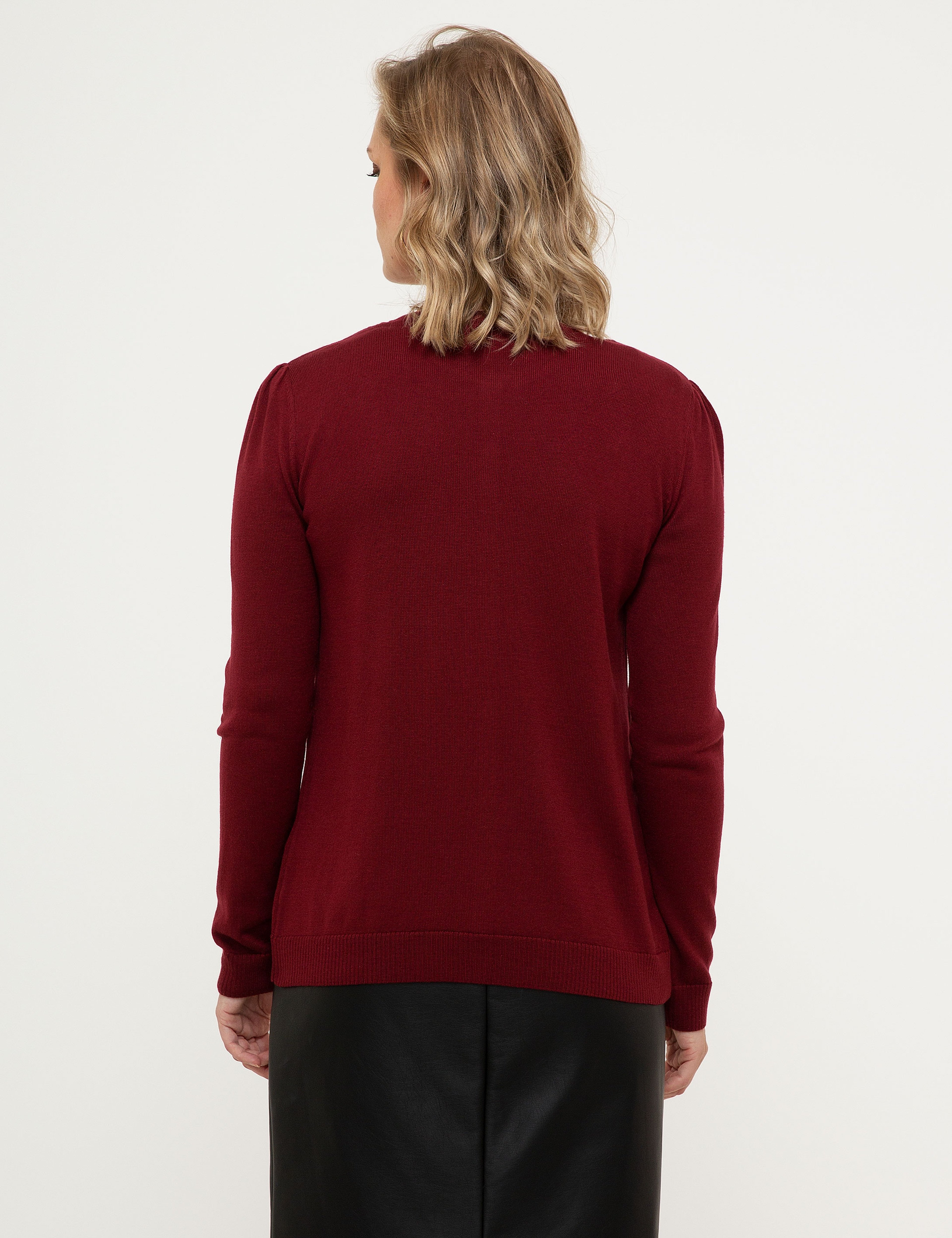 Bordo Slim Fit Triko Hırka