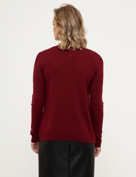 Bordo Slim Fit Triko Hırka - 50210427006