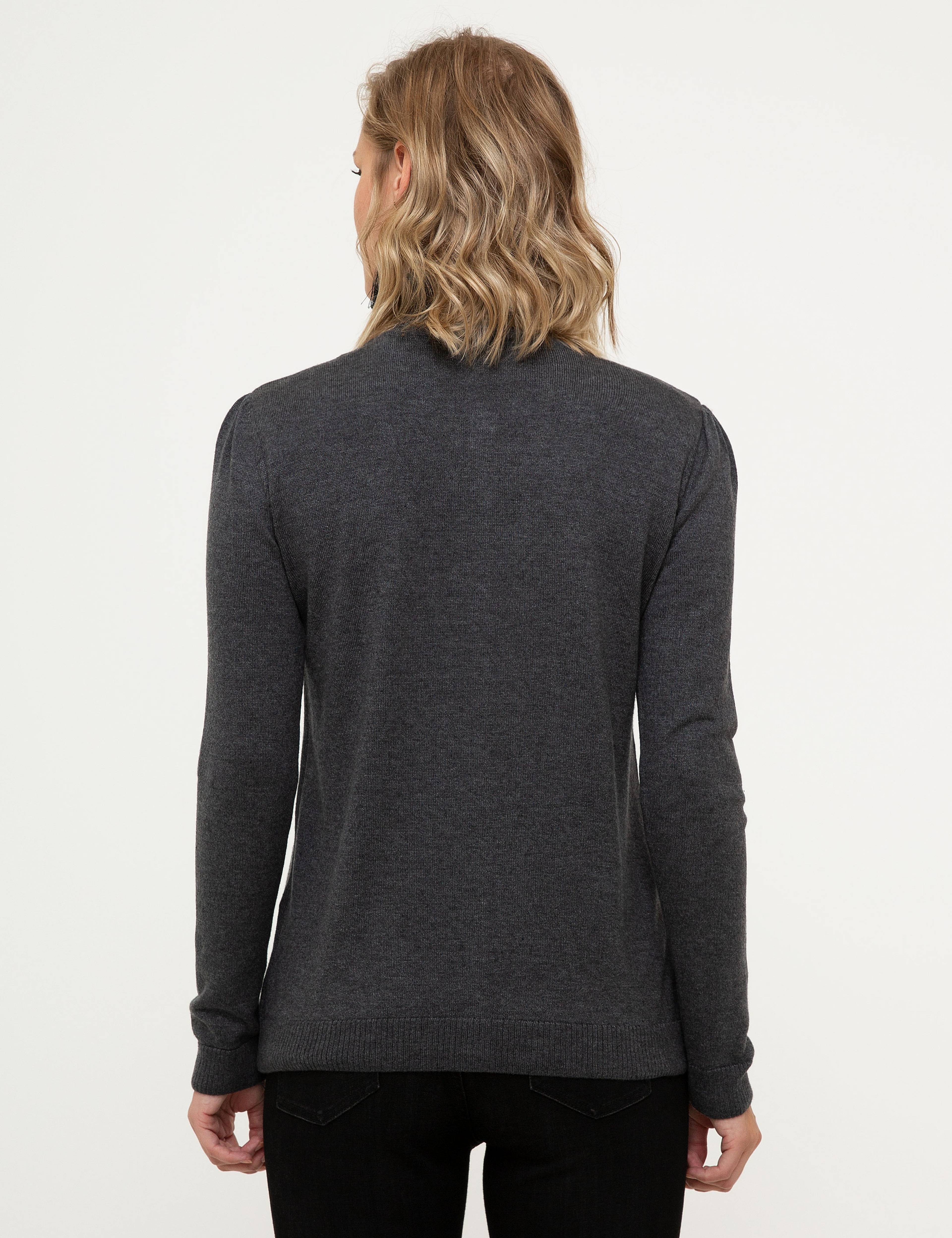 Gri Slim Fit Triko Hırka - Image 4
