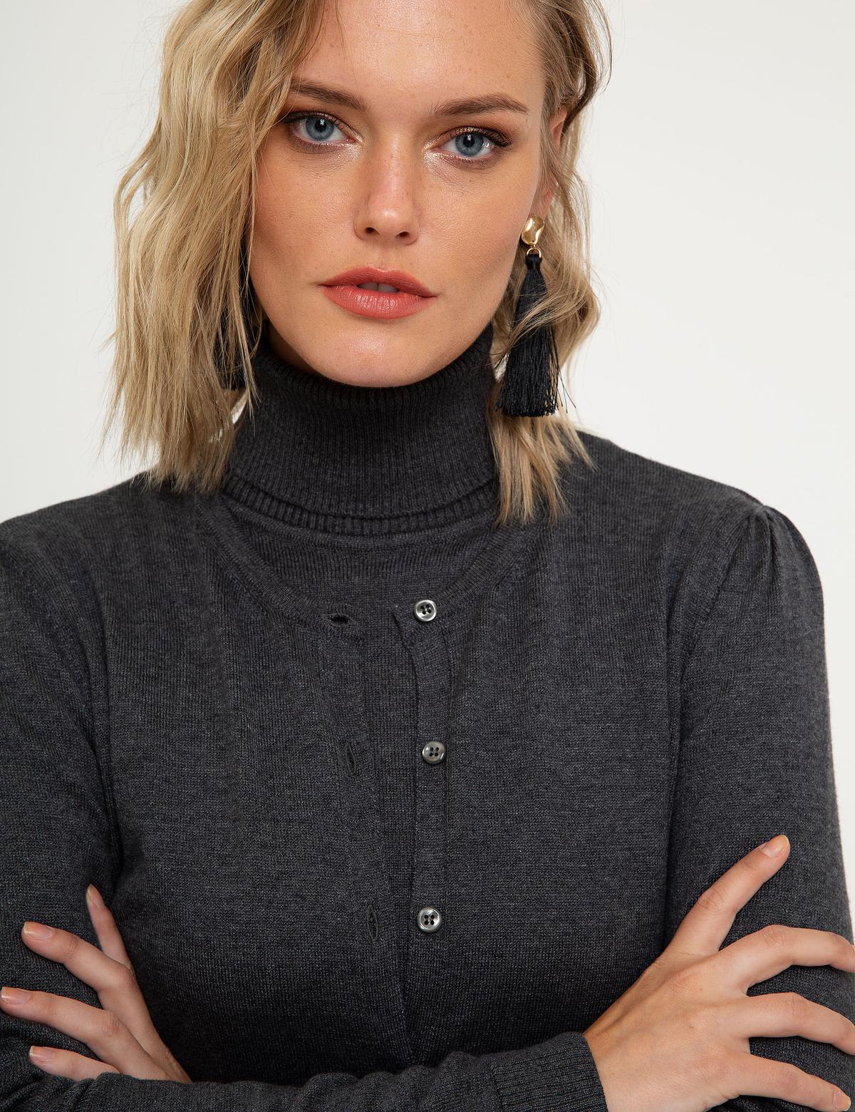 Gri Slim Fit Triko Hırka - 50210427012