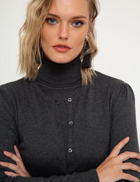 Gri Slim Fit Triko Hırka - 50210427012