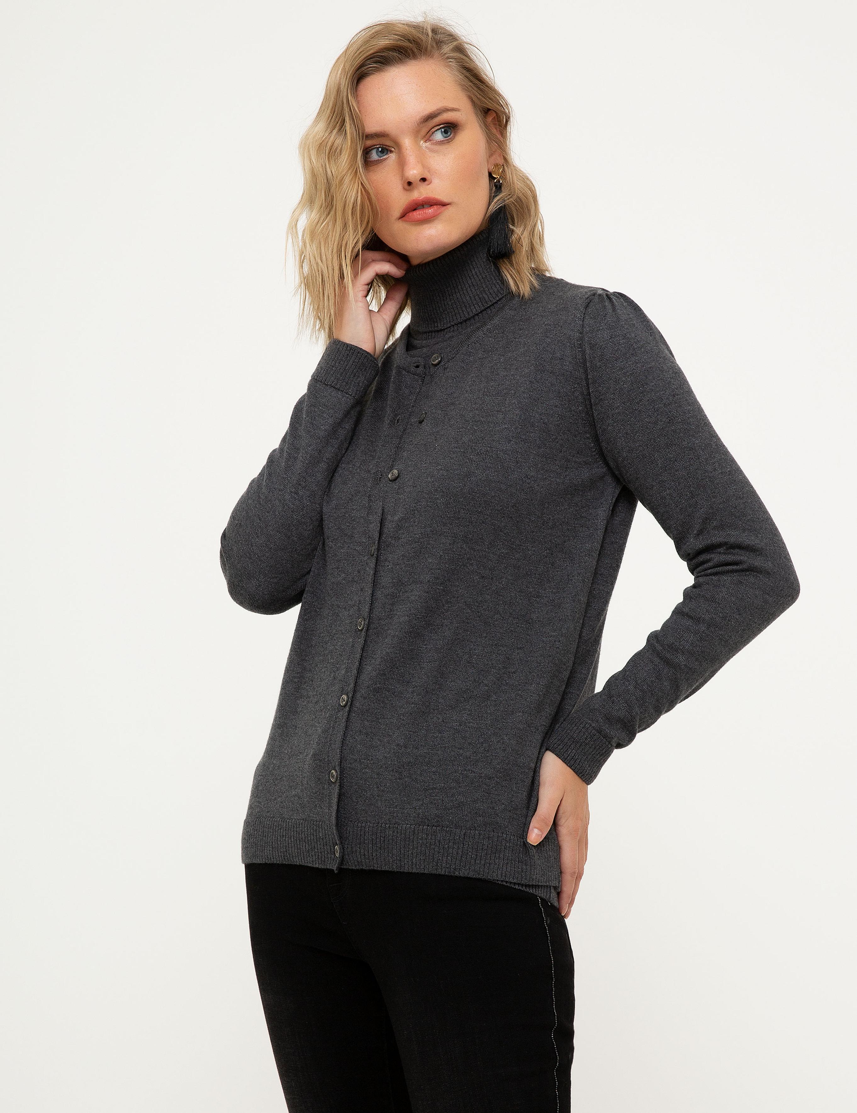 Gri Slim Fit Triko Hırka