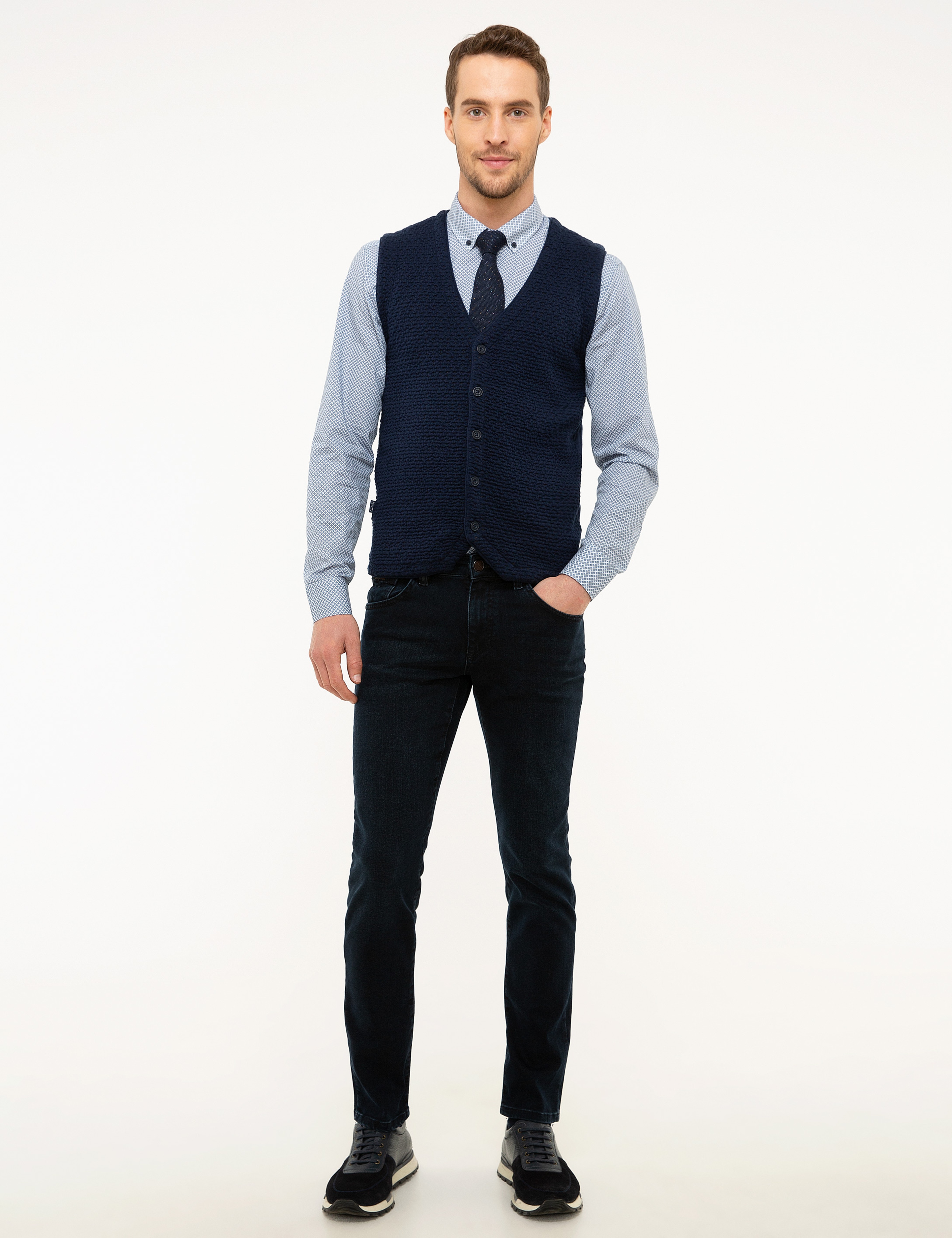 Lacivert Slim Fit Denim Pantolon - Image 1