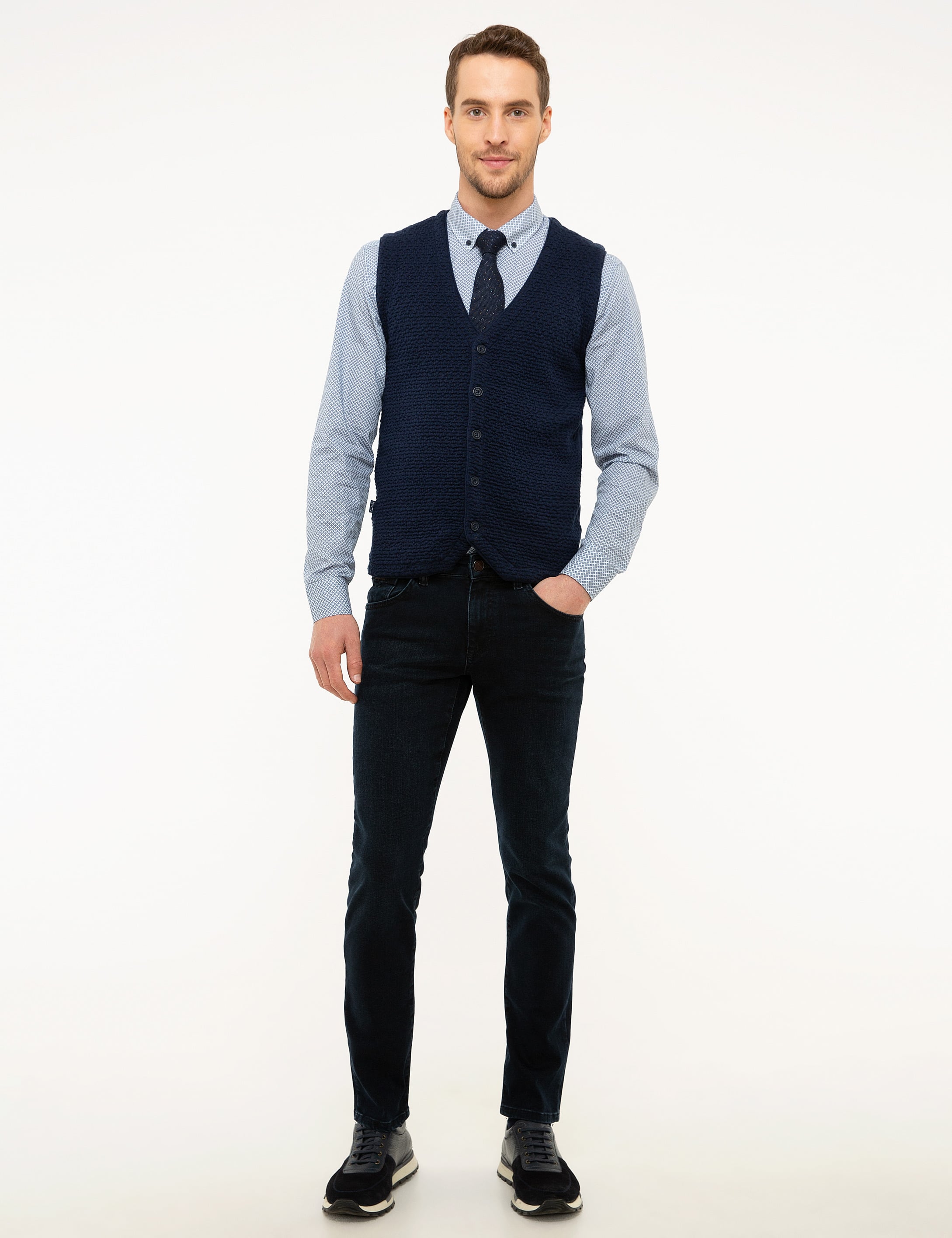 Lacivert Slim Fit Denim Pantolon